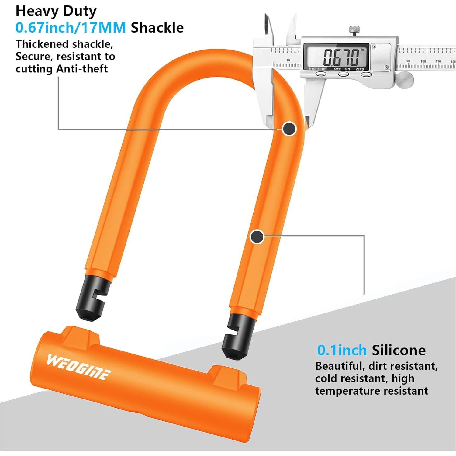 Candado U Antirrobo Weogine para Bicicleta con Cable 1.3kg
