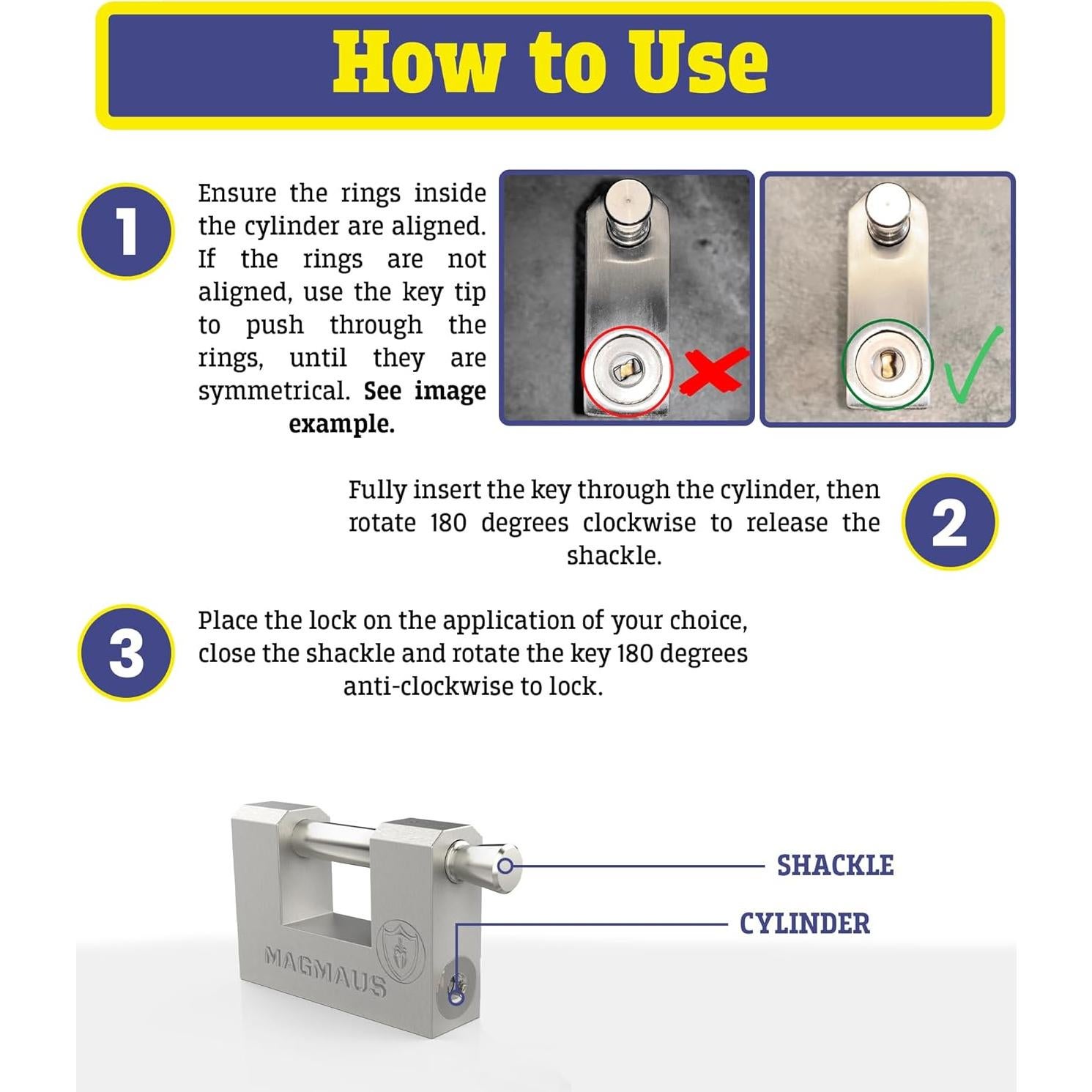 Candado de Seguridad Magmaus RTL70 - Alta Resistencia 70mm