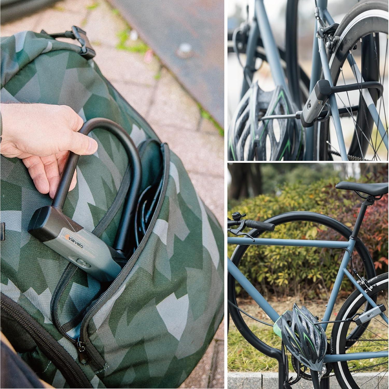 Candado U Via Velo con Cable de 1.22m y 3 Llaves - Alta Resistencia