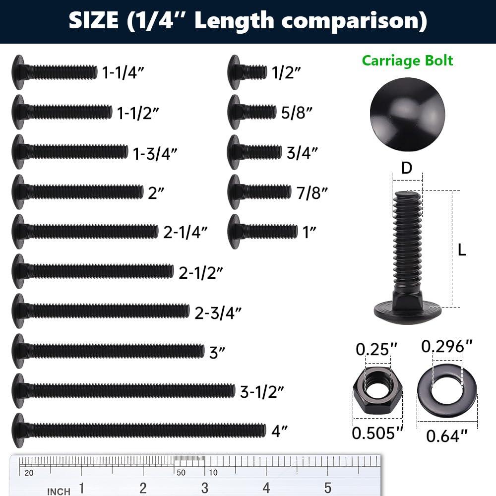 15 Pernos de Carro 1/4-20 x 50mm Acero Inoxidable RoyceMart
