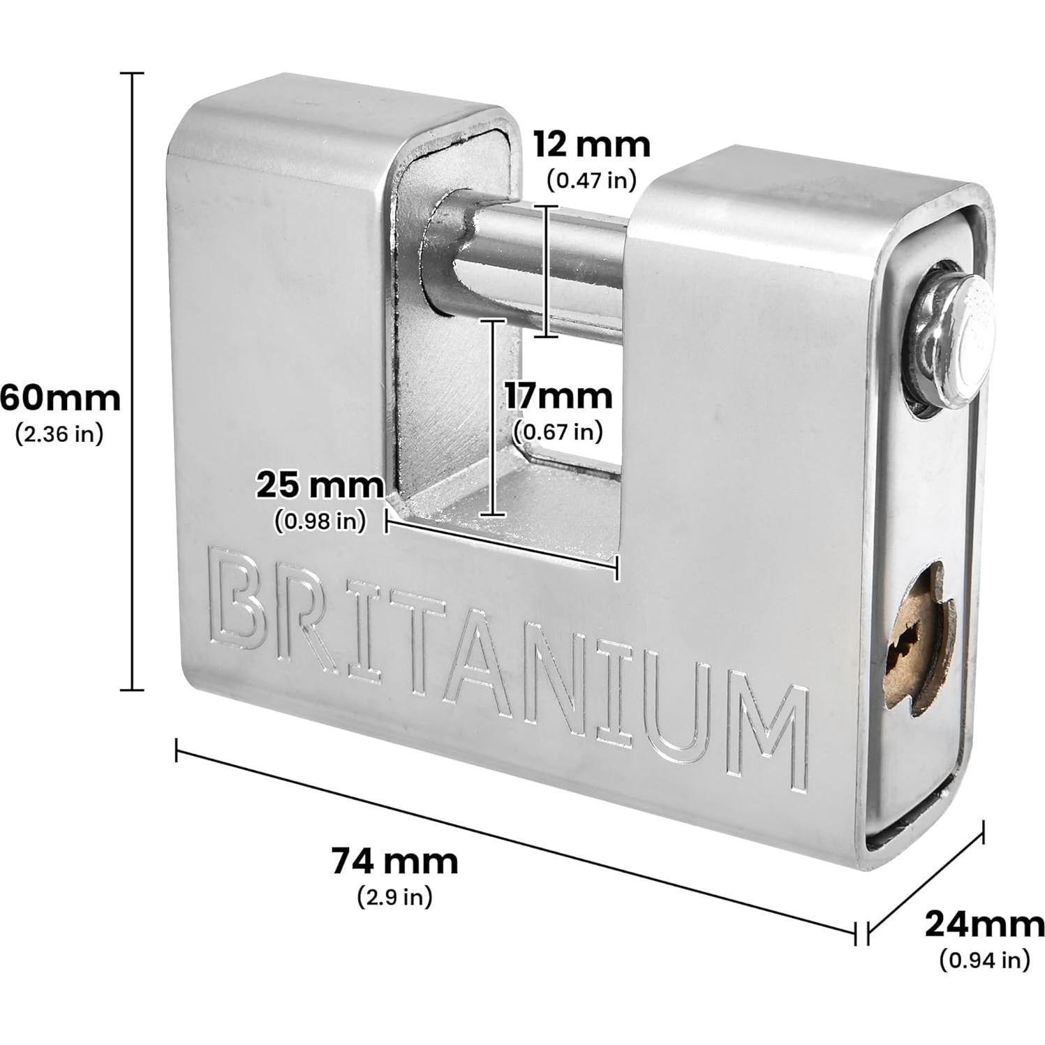 Candado Britanium BRP74 Blindado Alta Seguridad 0.67"