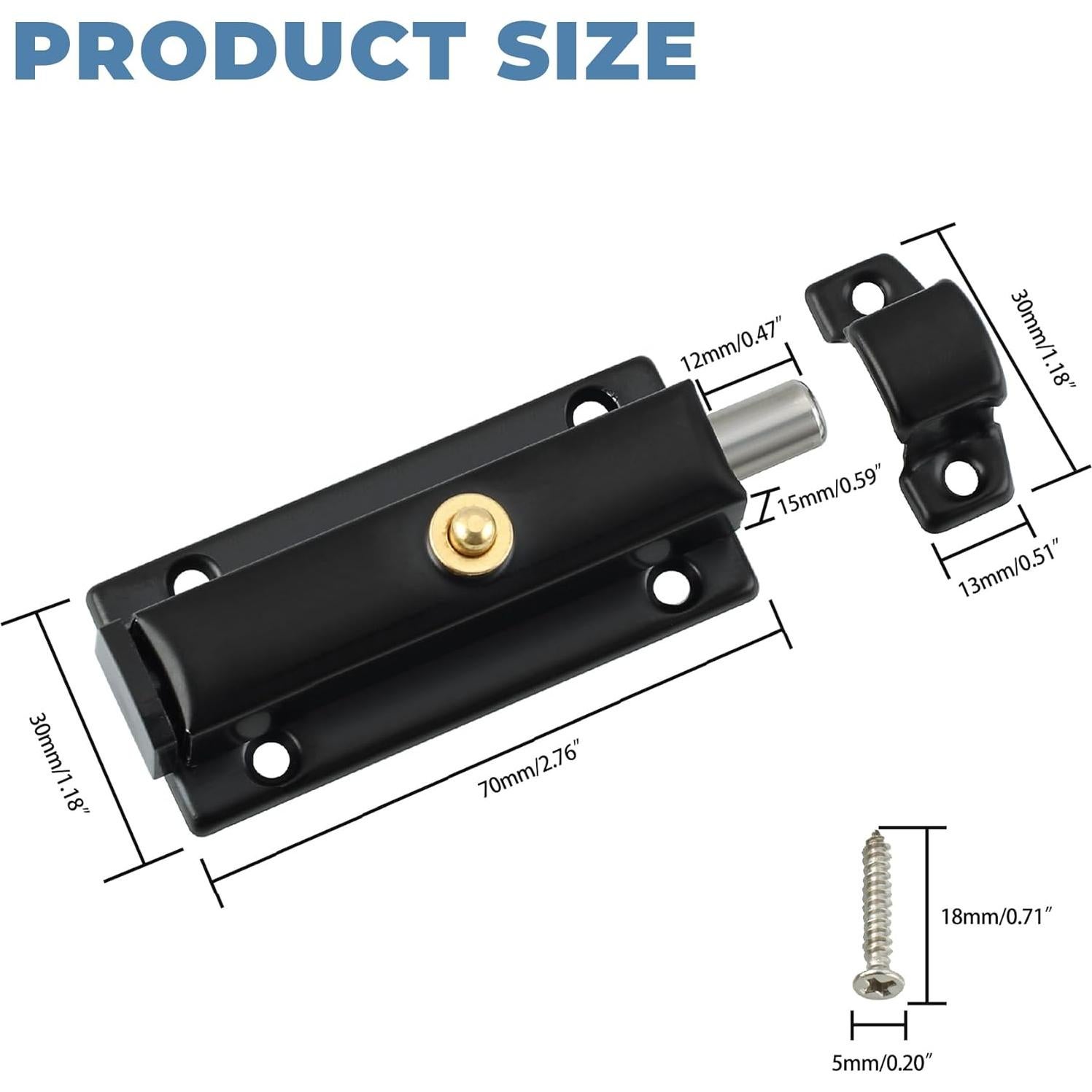 Cierre Automático de Pestillo Mooche Negro 4.57x2.54cm