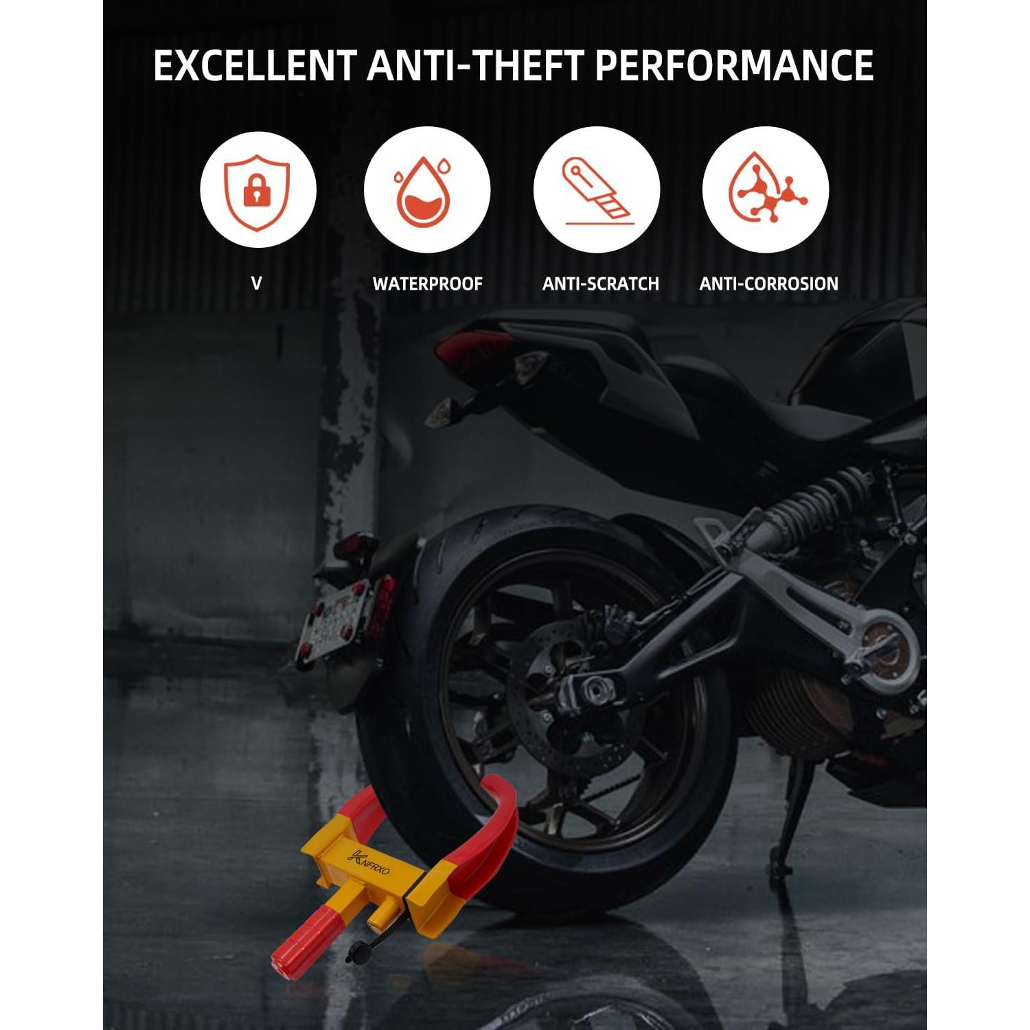 Bloqueo de Rueda Antirrobo KNFRXO Rojo-Amarillo Ajustable