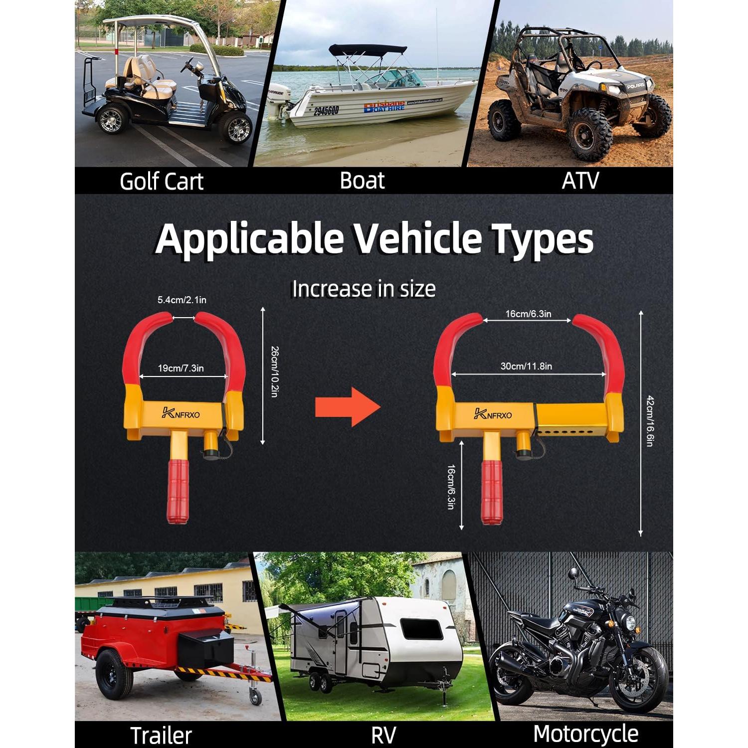 Bloqueo de Rueda Antirrobo KNFRXO Rojo-Amarillo Ajustable