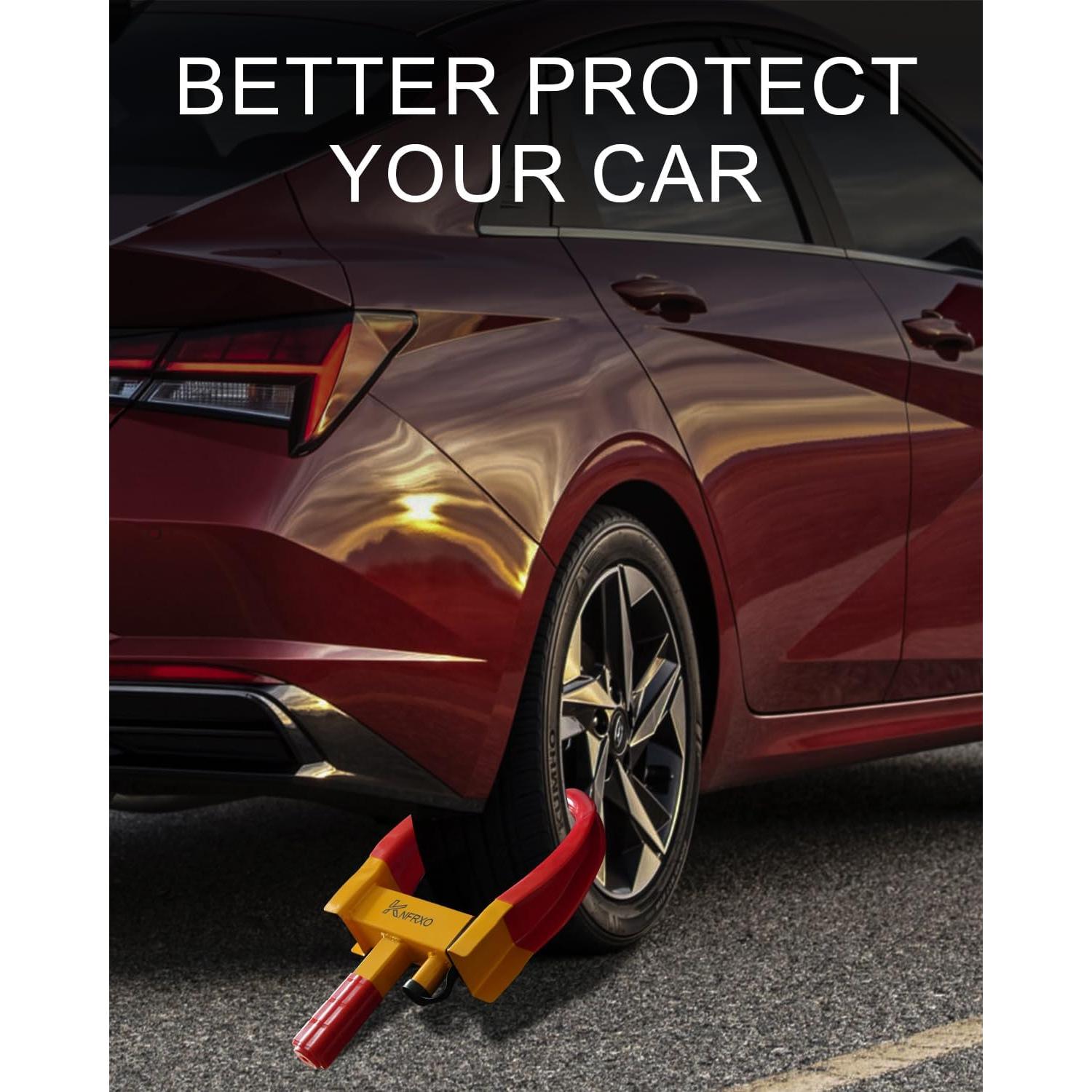 Bloqueo de Rueda Antirrobo KNFRXO Rojo-Amarillo Ajustable