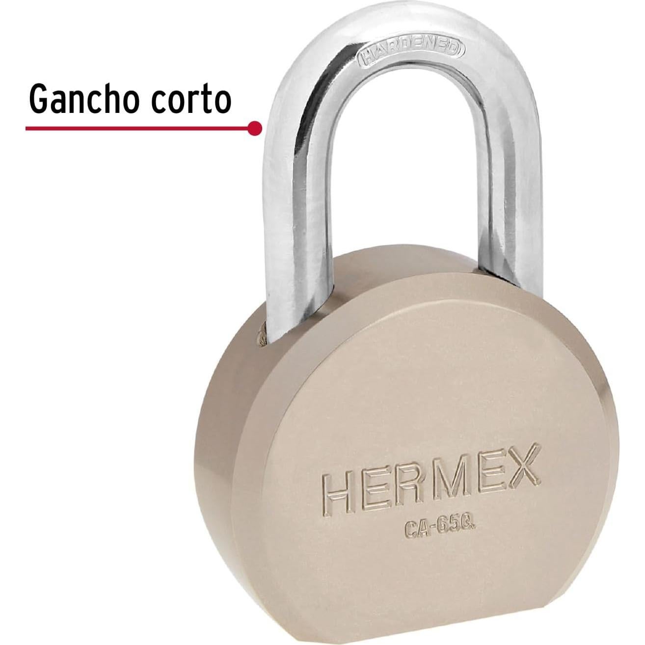Candado Hermex CA-65Q 65mm Redondo Gancho Corto Seguridad 10