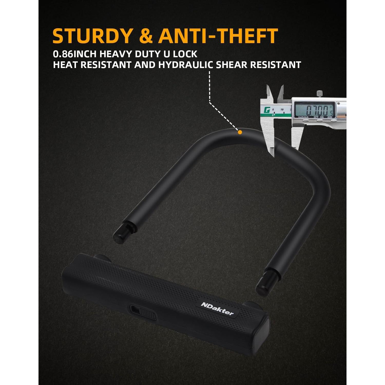 Candado en U NDakter 18mm + Cadena 120cm Antirrobo