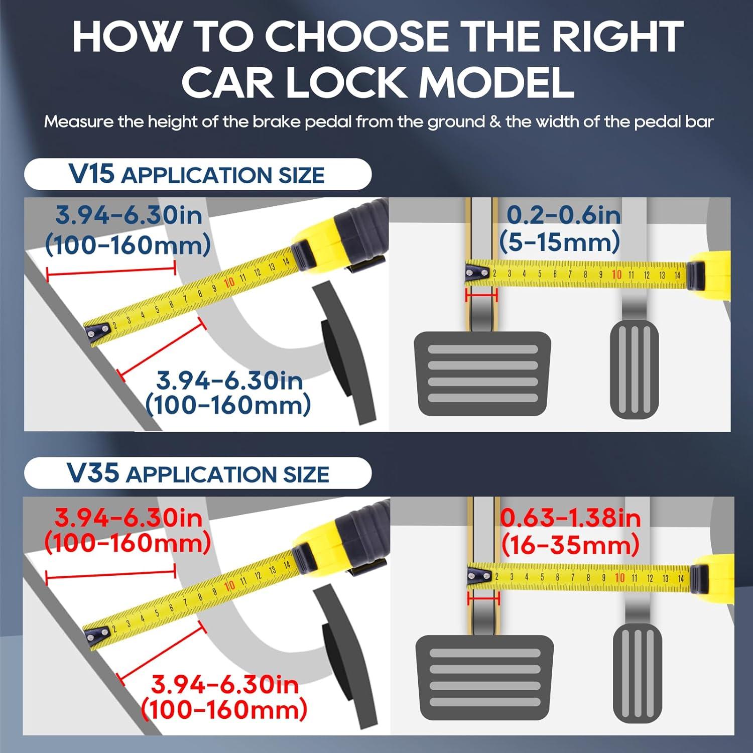 Bloqueo de Pedal de Freno OPSOOPI V15 Antirrobo 5-15mm