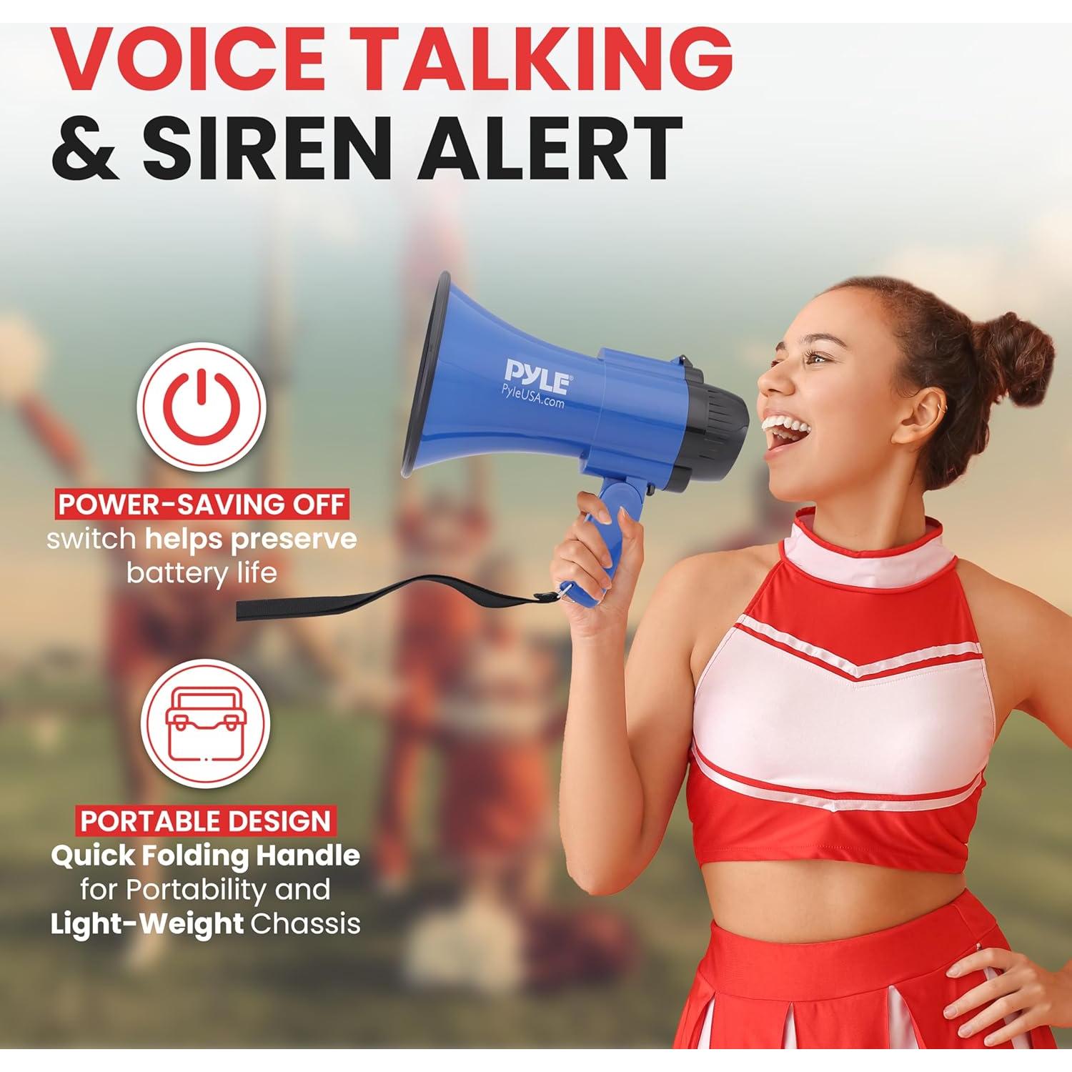 Megáfono Pyle PMP31BL 30W con Sirena y Micrófono - Azul