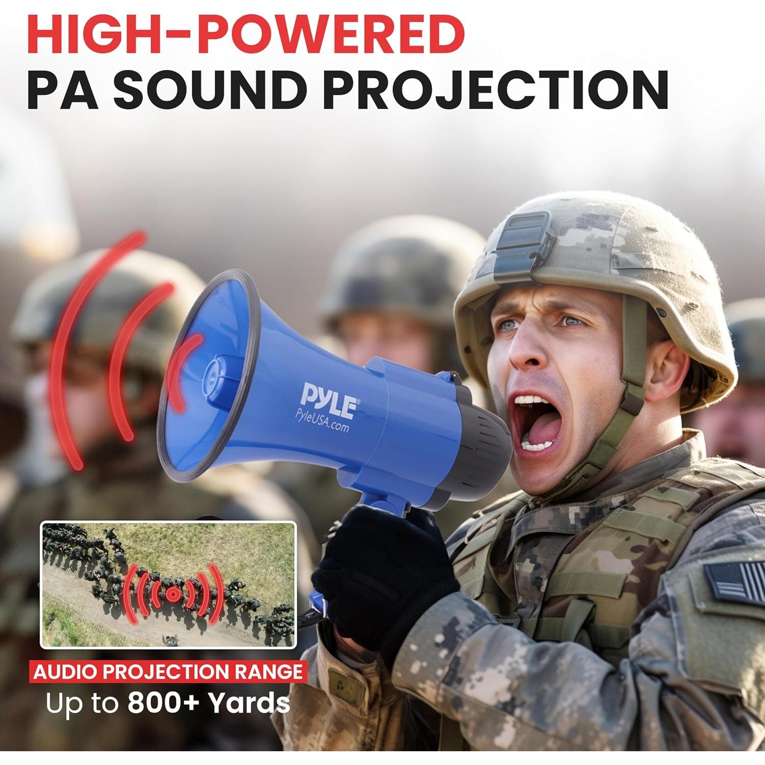 Megáfono Pyle PMP31BL 30W con Sirena y Micrófono - Azul