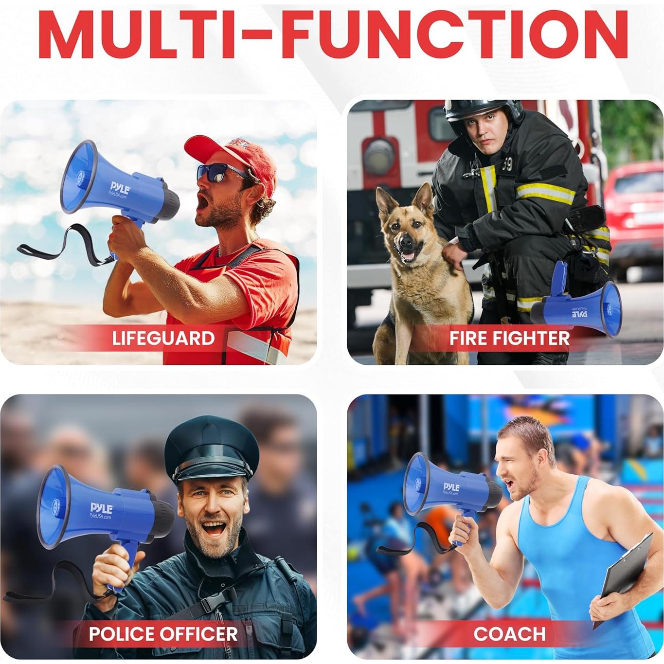 Megáfono Pyle PMP31BL 30W con Sirena y Micrófono - Azul