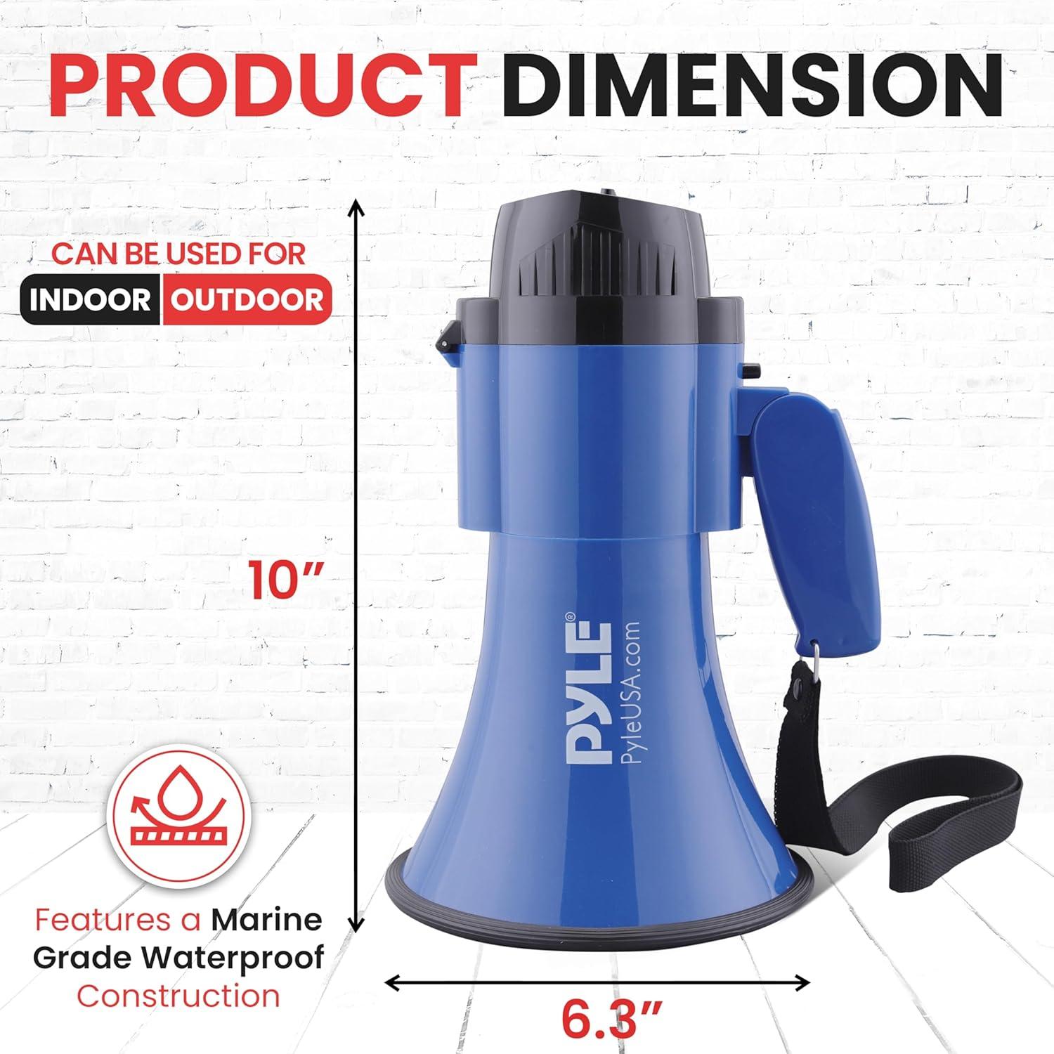 Megáfono Pyle PMP31BL 30W con Sirena y Micrófono - Azul