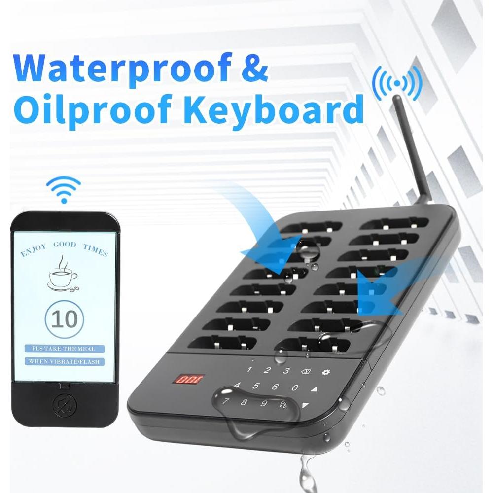 Sistema de Llamada Inalámbrico AGJ 16 Pagers para Restaurantes