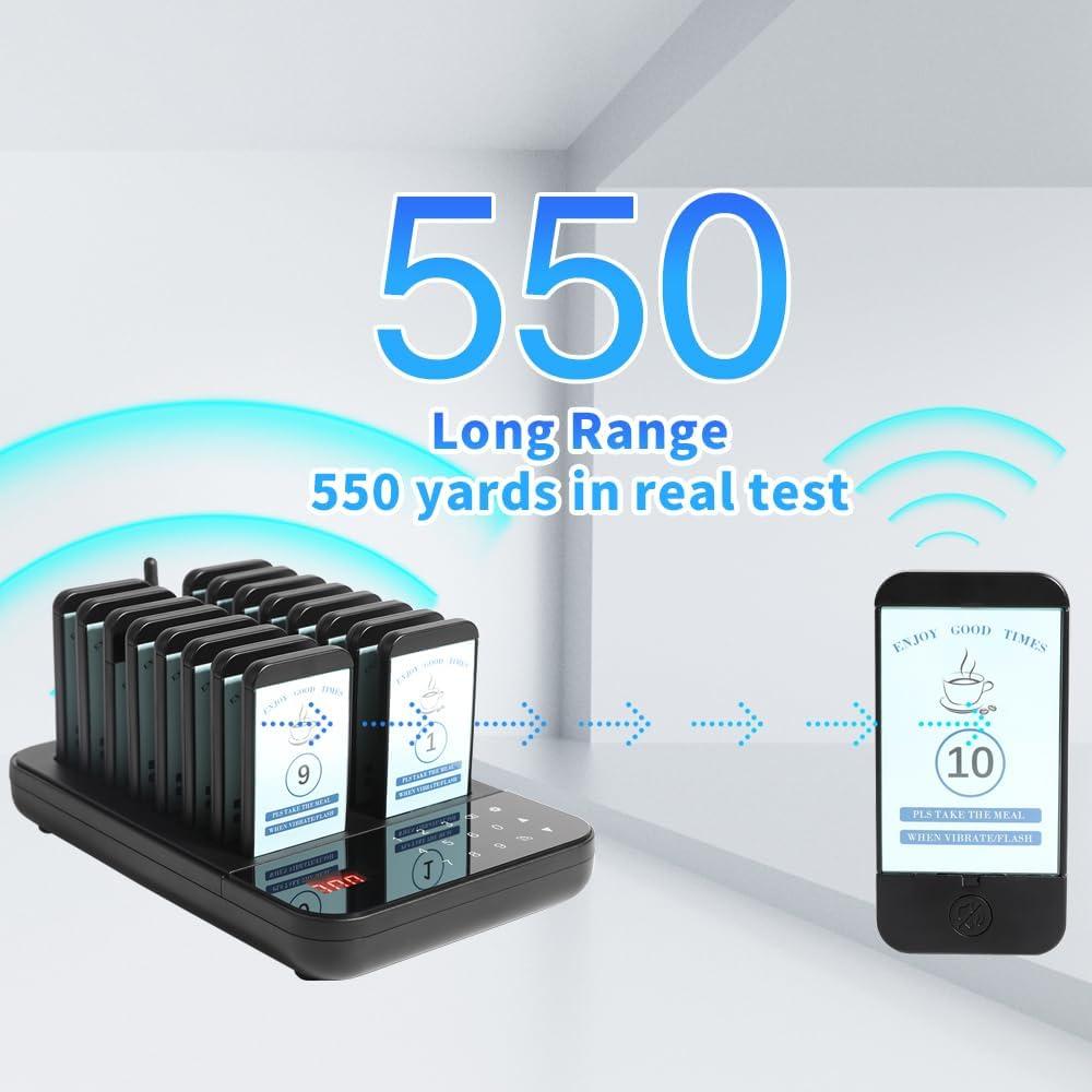 Sistema de Llamada Inalámbrico AGJ 16 Pagers para Restaurantes