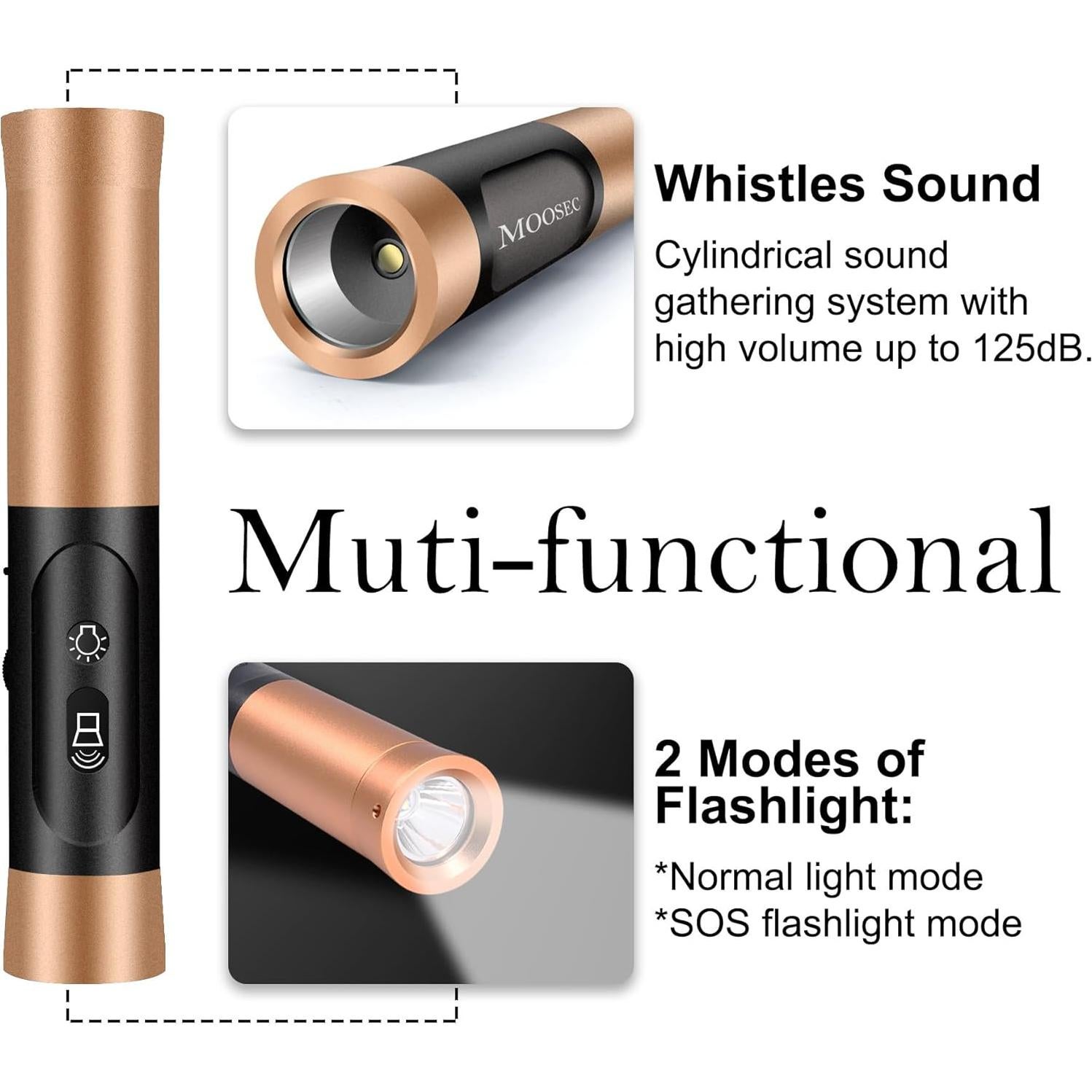 Silbato Electrónico Moosec MS-SEW03 con Linterna LED 125dB