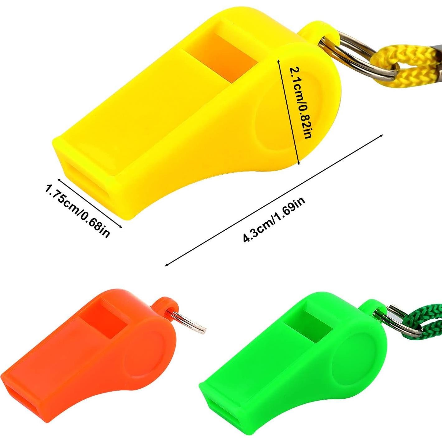 3 Silbatos de Plástico KINBOM con Cordón - Sonido Fuerte
