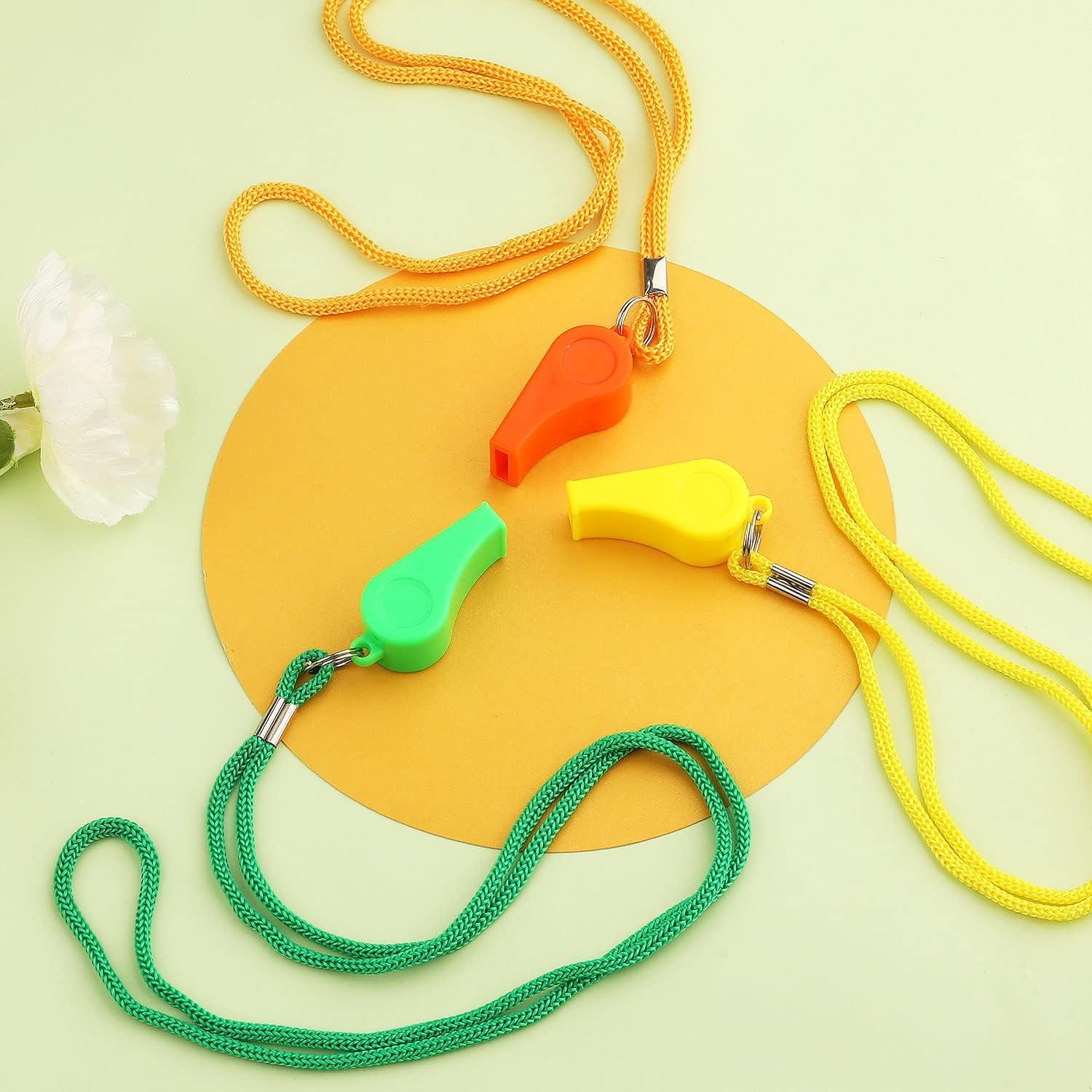 3 Silbatos de Plástico KINBOM con Cordón - Sonido Fuerte