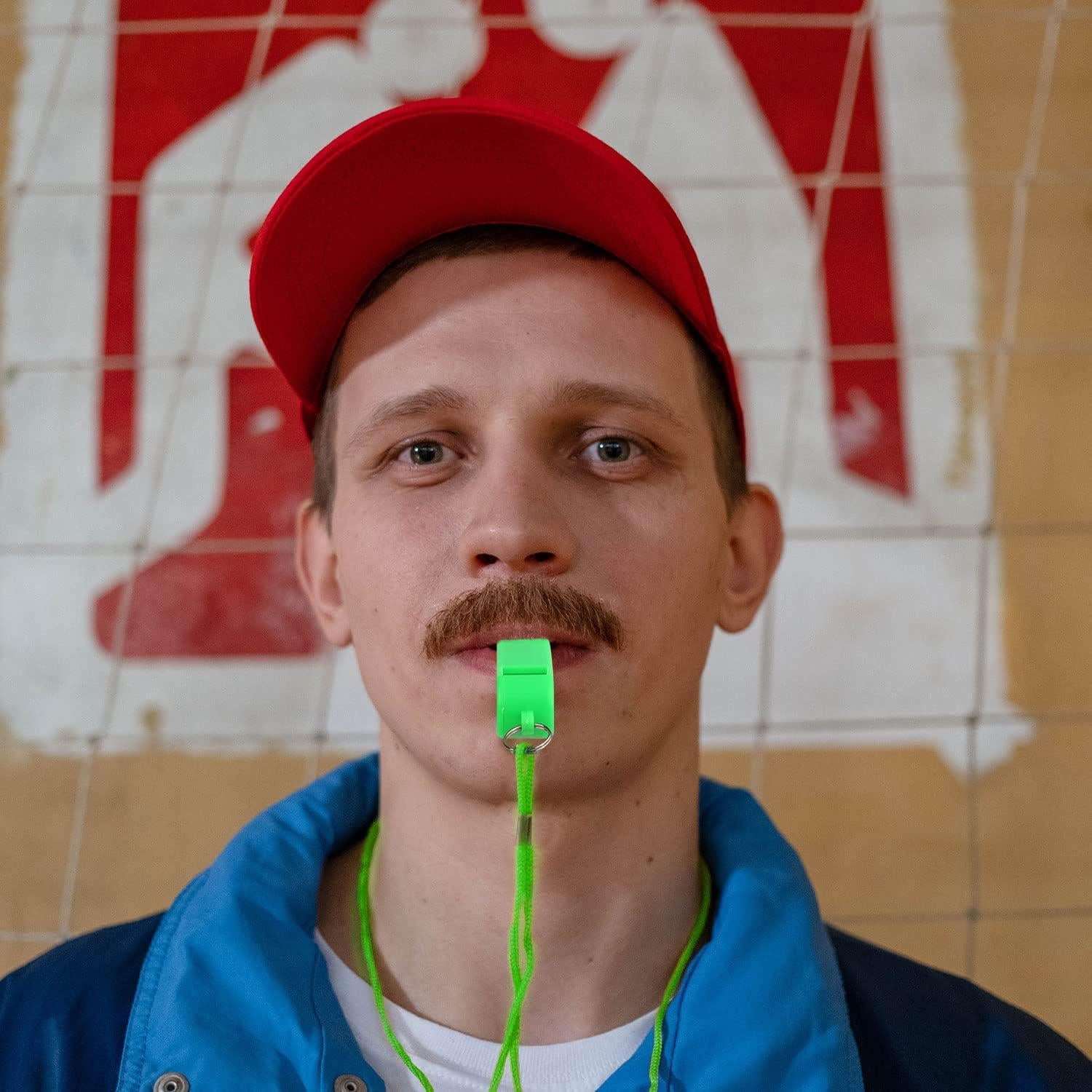 3 Silbatos de Plástico KINBOM con Cordón - Sonido Fuerte