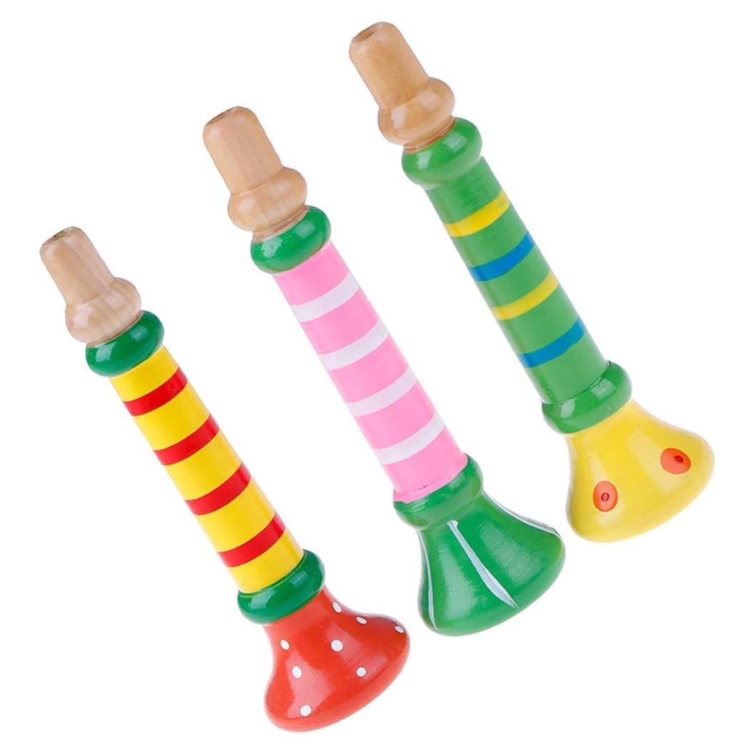 3 Silbatos Musicales de Madera Tovip para Niños 13x3.5cm