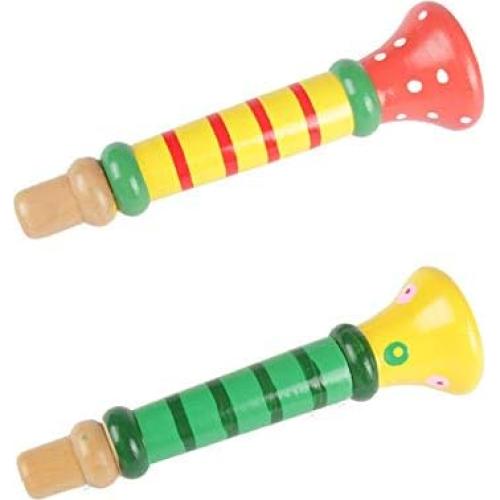 3 Silbatos Musicales de Madera Tovip para Niños 13x3.5cm