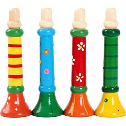3 Silbatos Musicales de Madera Tovip para Niños 13x3.5cm