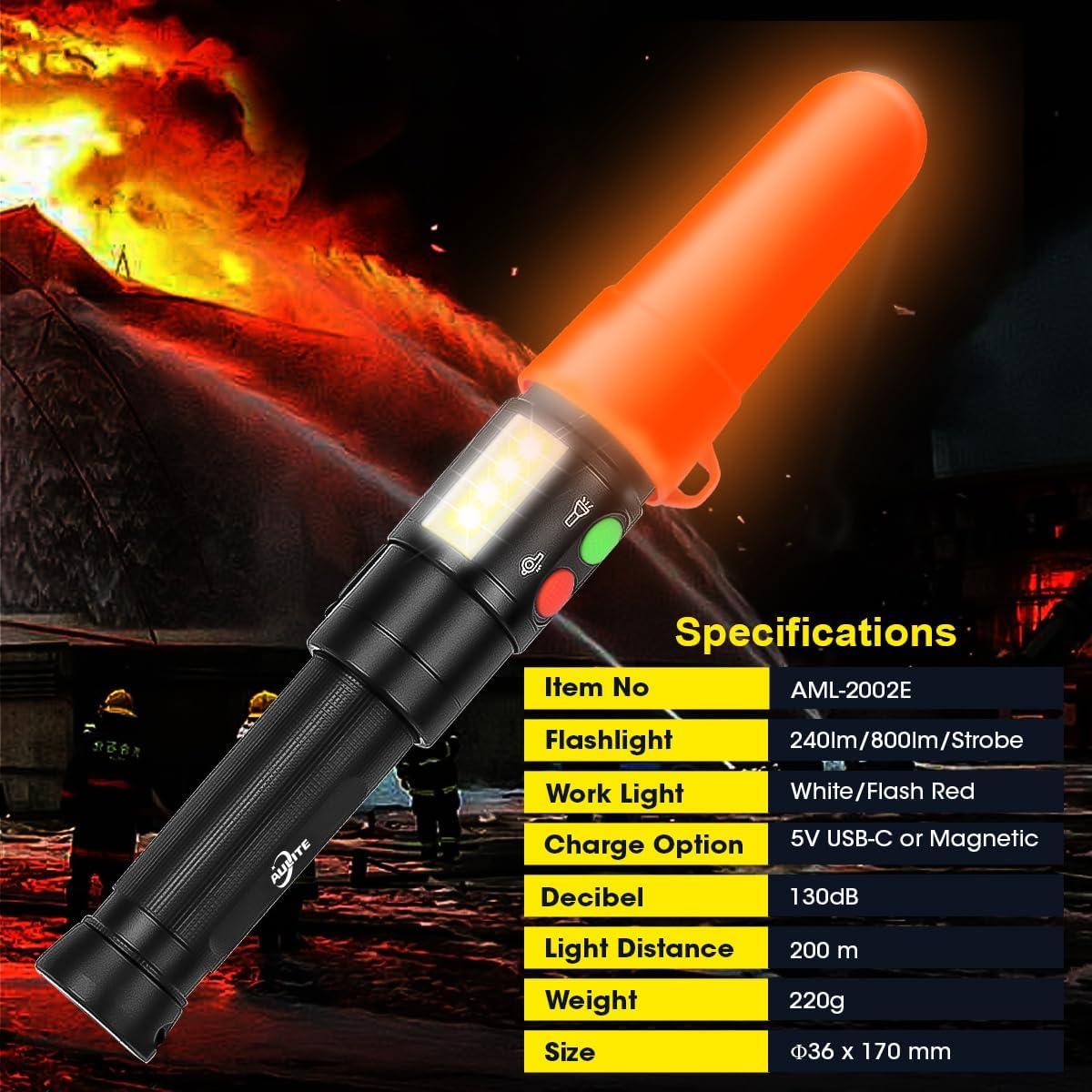 Linterna de Silbato Electrónico AULITE AML-2002 Recargable USB C