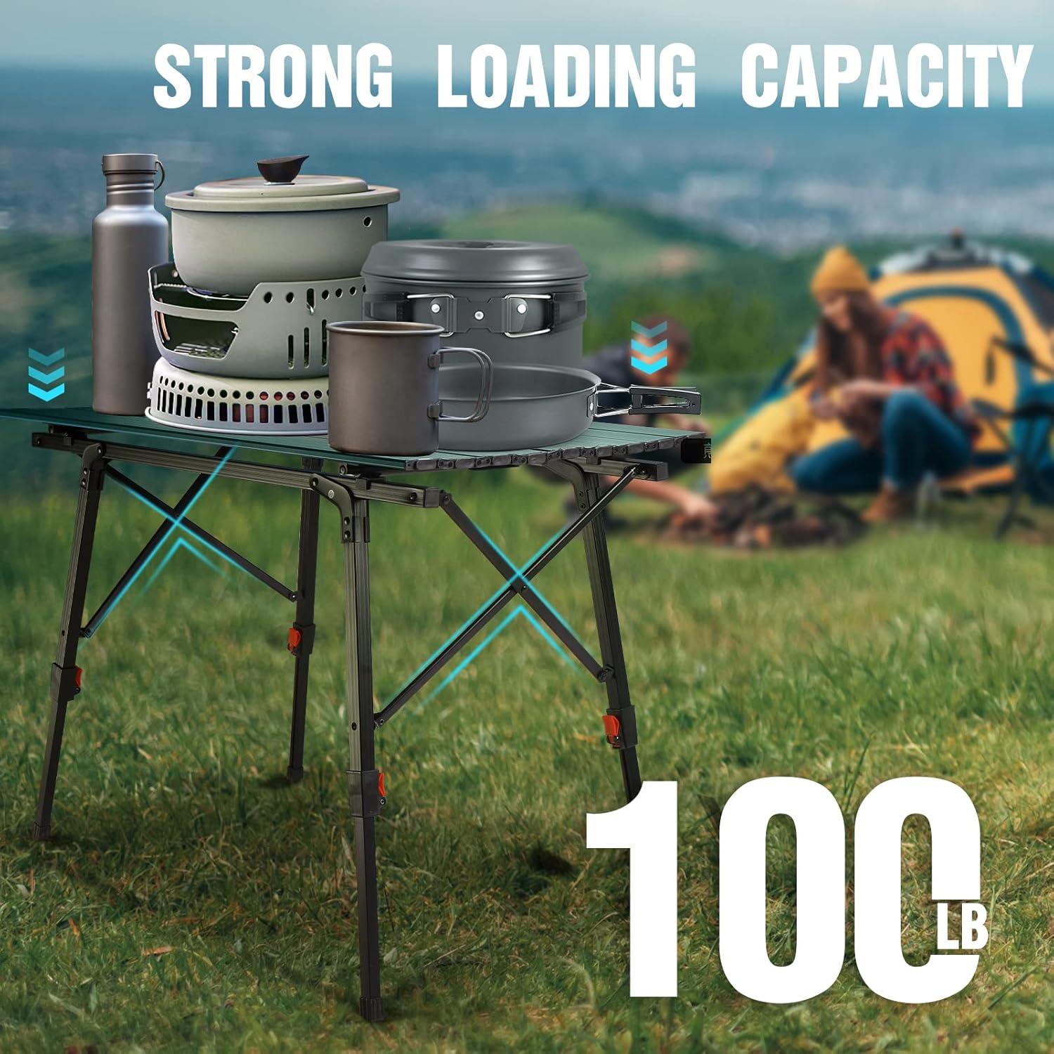 Mesa de Camping VILLEY Plegable de Aluminio Verde 6 Personas