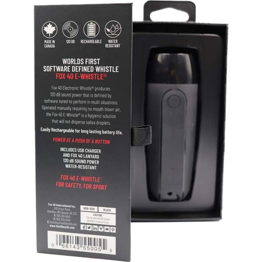 Silbato Electrónico Recargable Fox 40 120dB Negro