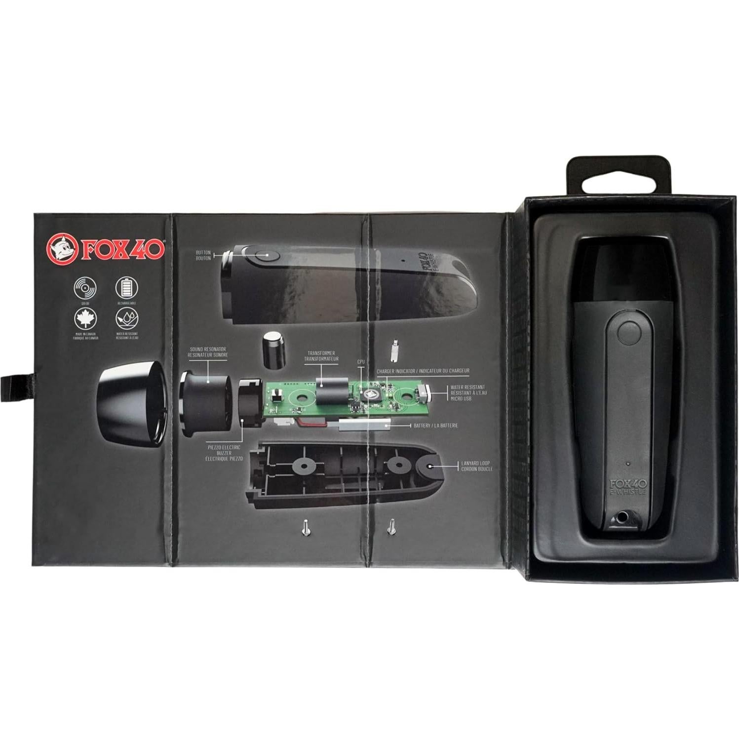 Silbato Electrónico Recargable Fox 40 120dB Negro