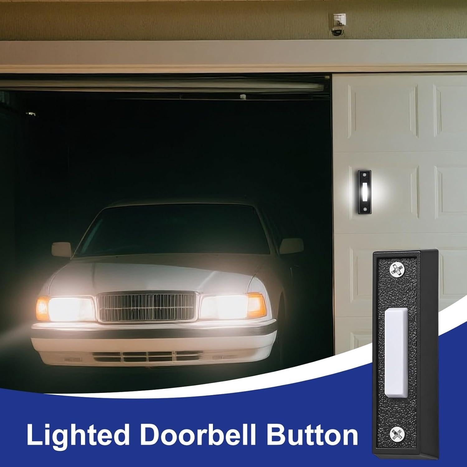 Botón de Timbre Iluminado LED AUGHOA 7.37x2.21cm Negro