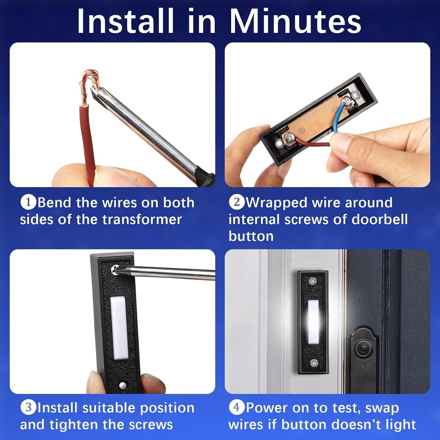 Botón de Timbre Iluminado LED AUGHOA 7.37x2.21cm Negro