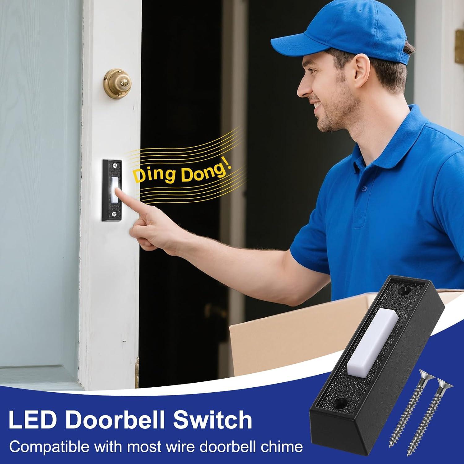 Botón de Timbre Iluminado LED AUGHOA 7.37x2.21cm Negro