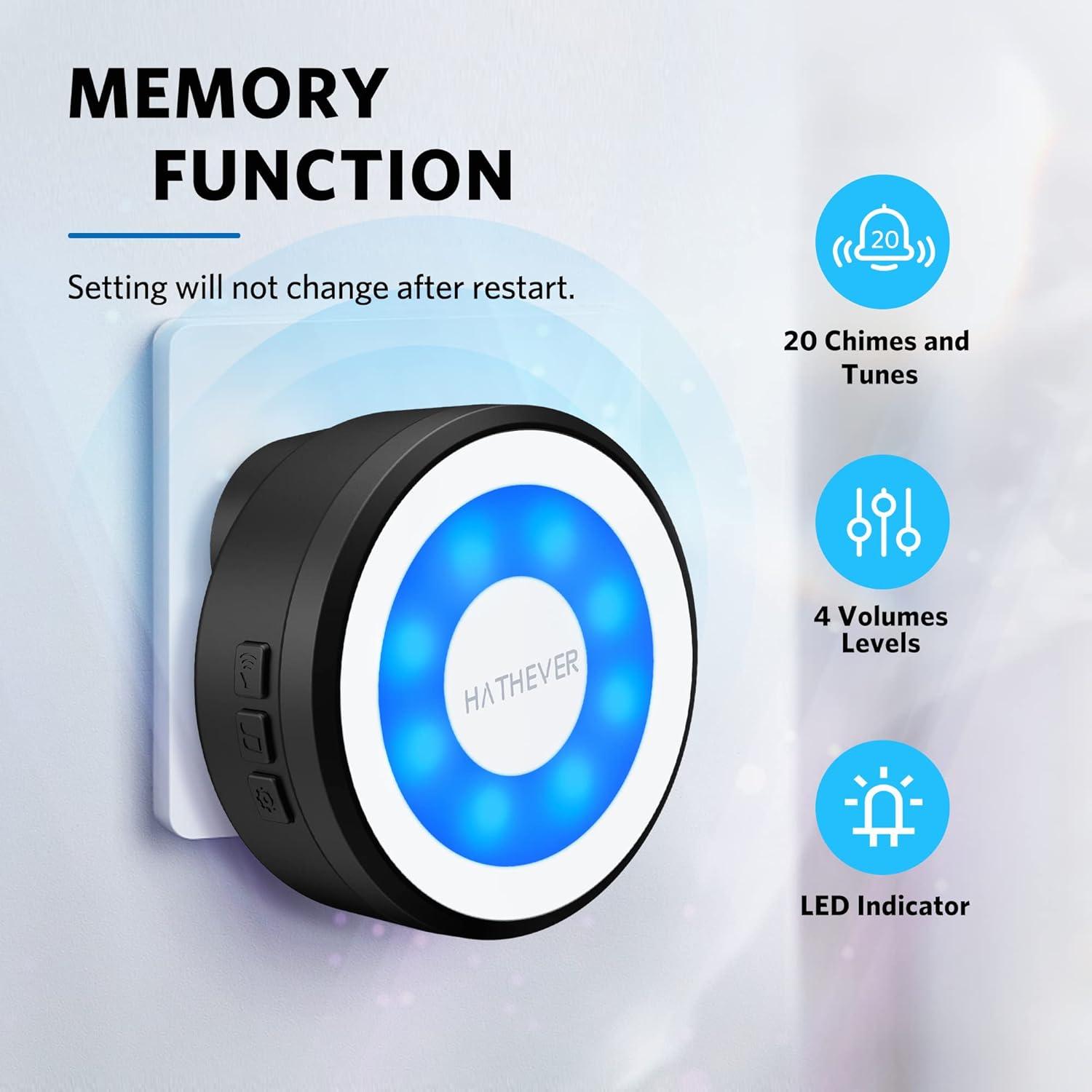 Timbre Inalámbrico para Perros HATHEVER con 20 Tonos y 1000 Pies