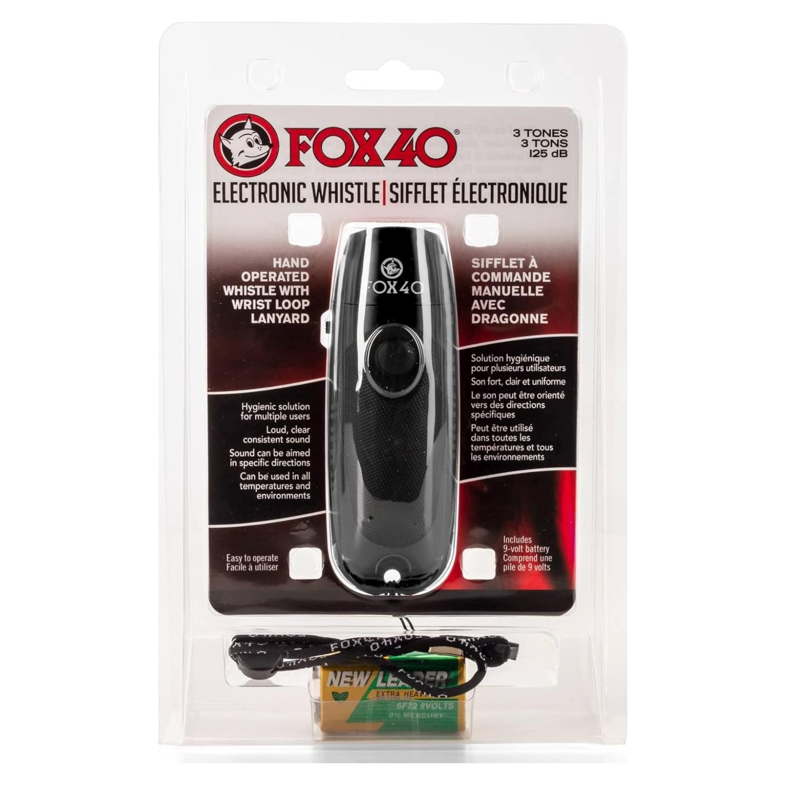 Silbato Electrónico Fox 40 Fitness Negro con Lanyard