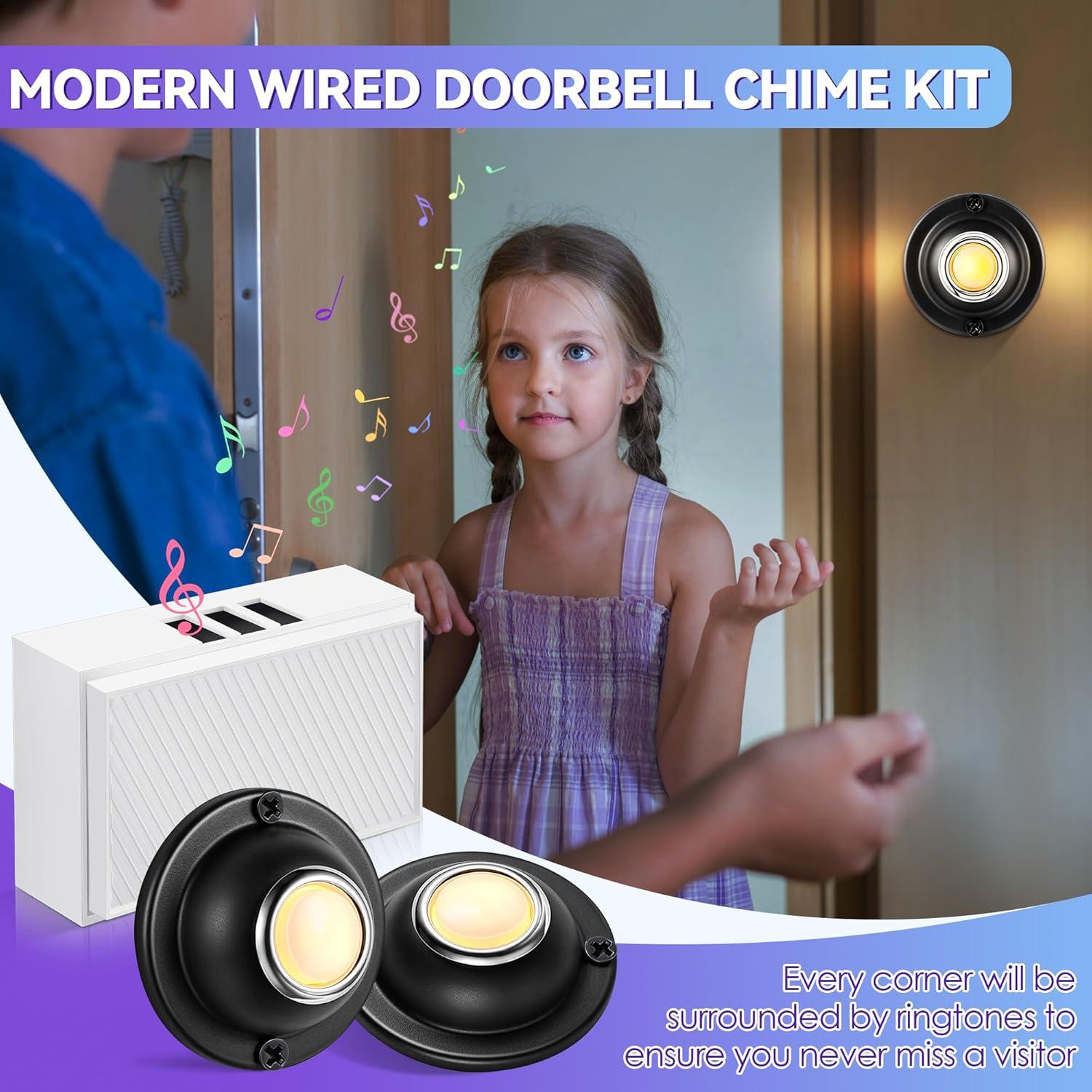 Botones de Timbre de Puerta Metal Negro Saillong - 2 Piezas