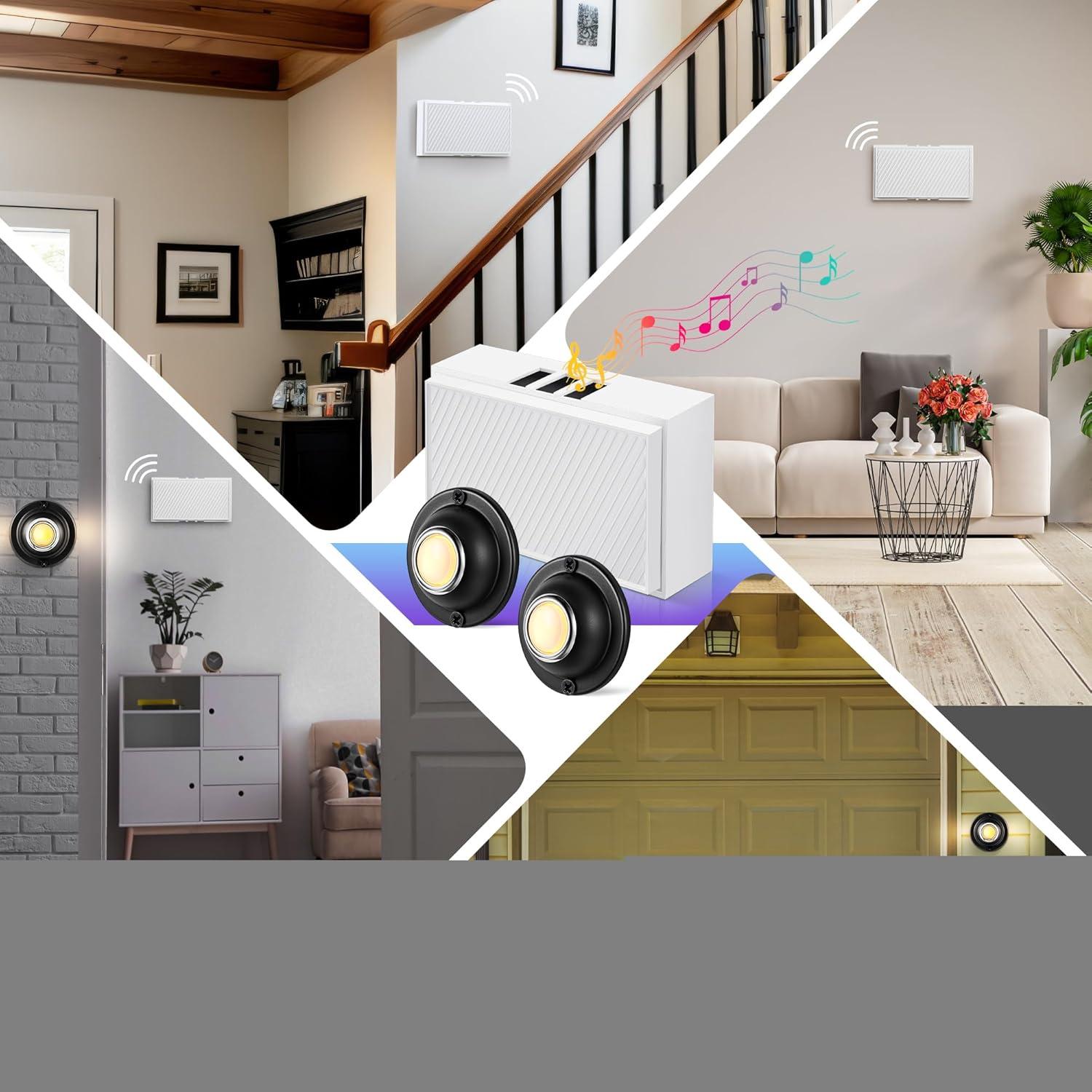 Botones de Timbre de Puerta Metal Negro Saillong - 2 Piezas