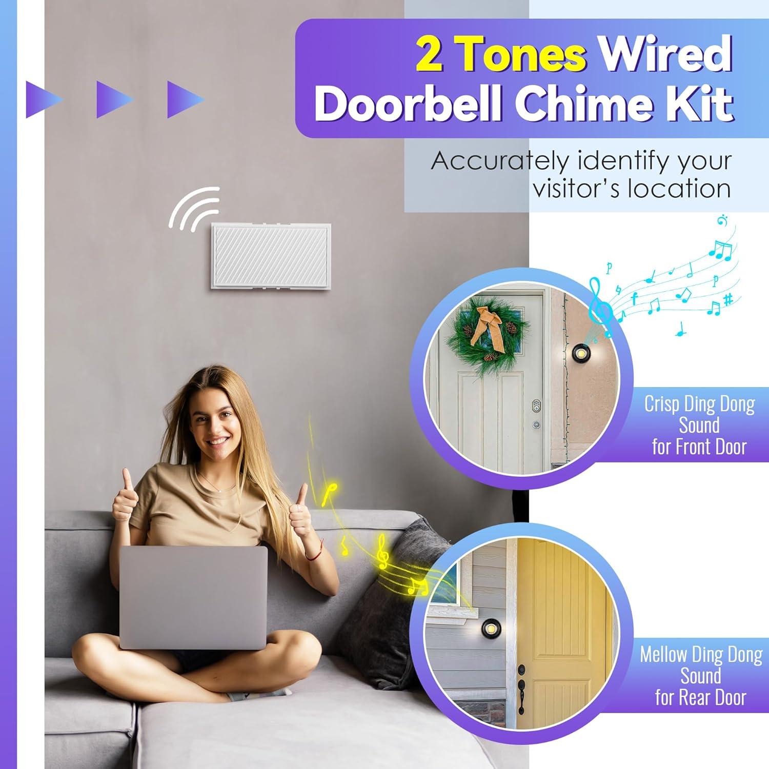 Botones de Timbre de Puerta Metal Negro Saillong - 2 Piezas