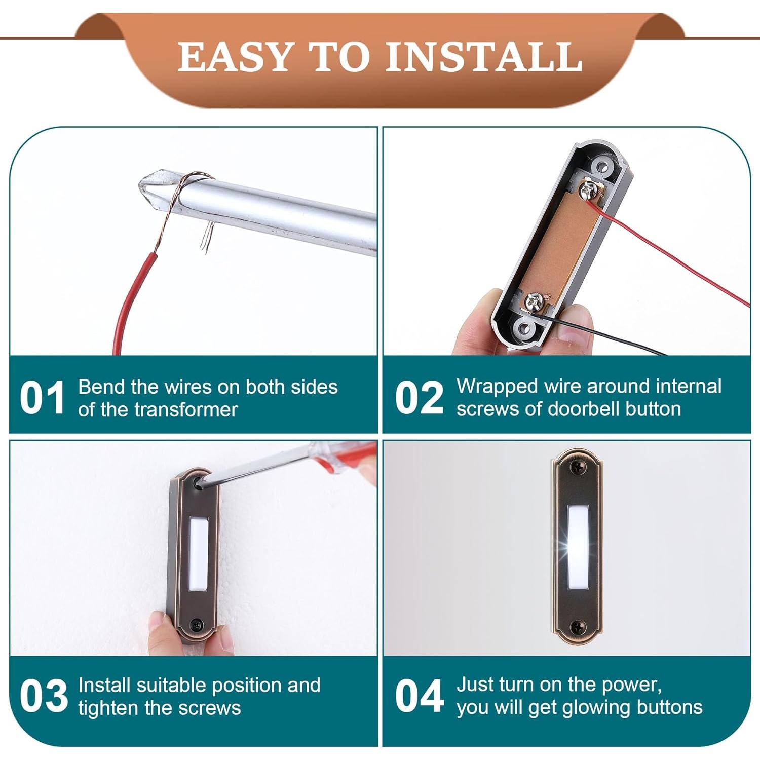 Botón de Timbre Iluminado Dreyoo de Metal Bronce 9x3x3cm