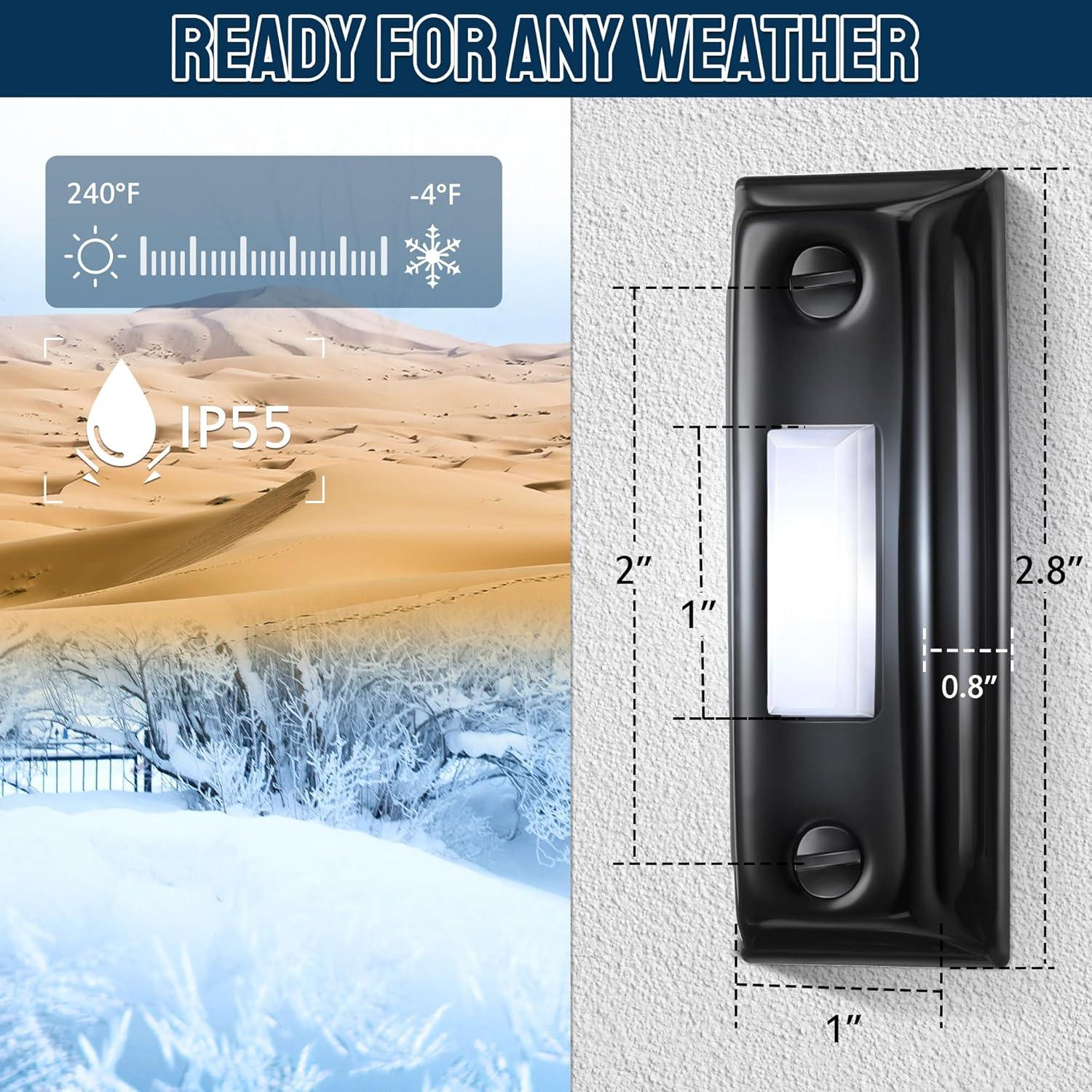 Botón de Timbre de Metal Dreyoo con Luz LED - Negro