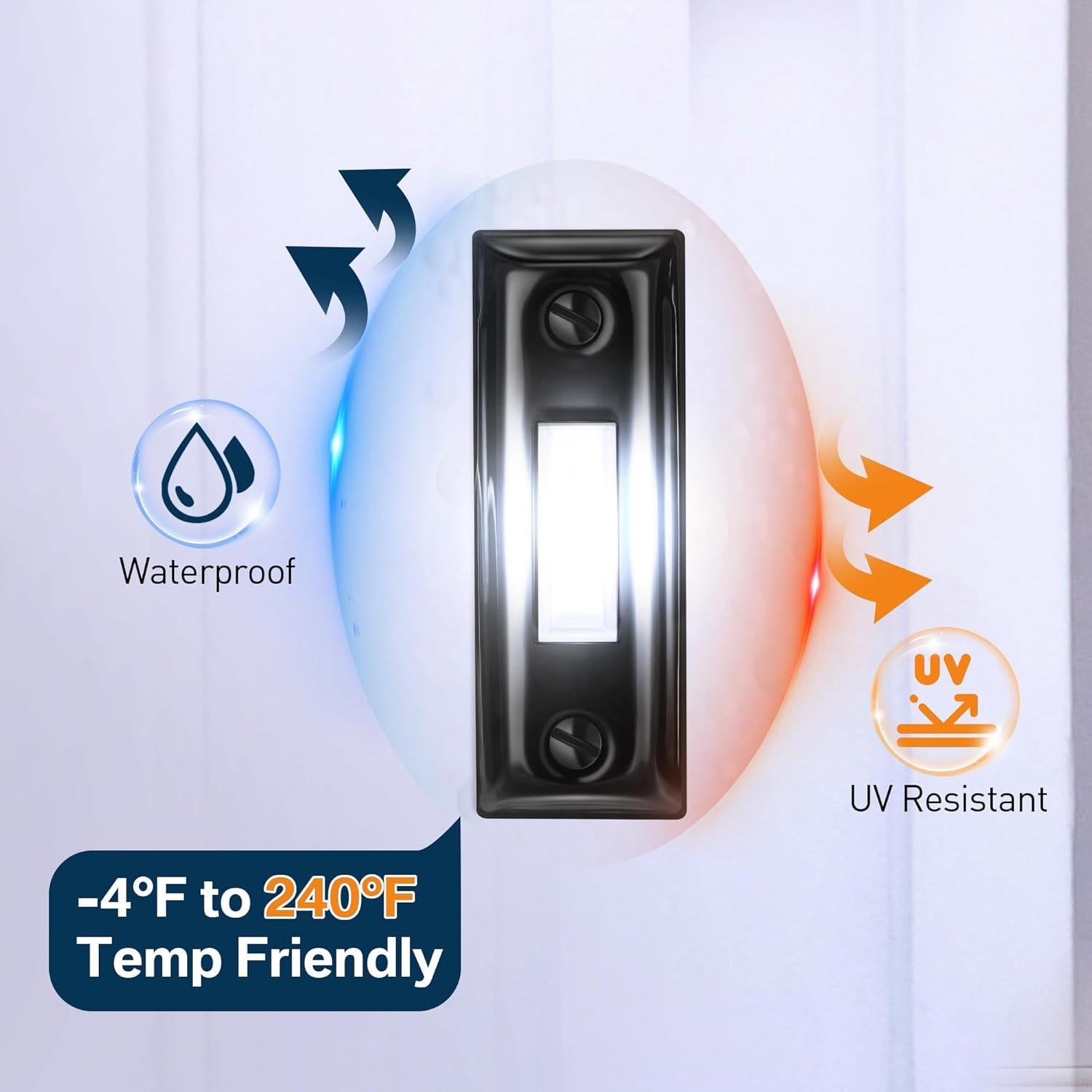 Botón de Timbre de Metal Dreyoo con Luz LED - Negro