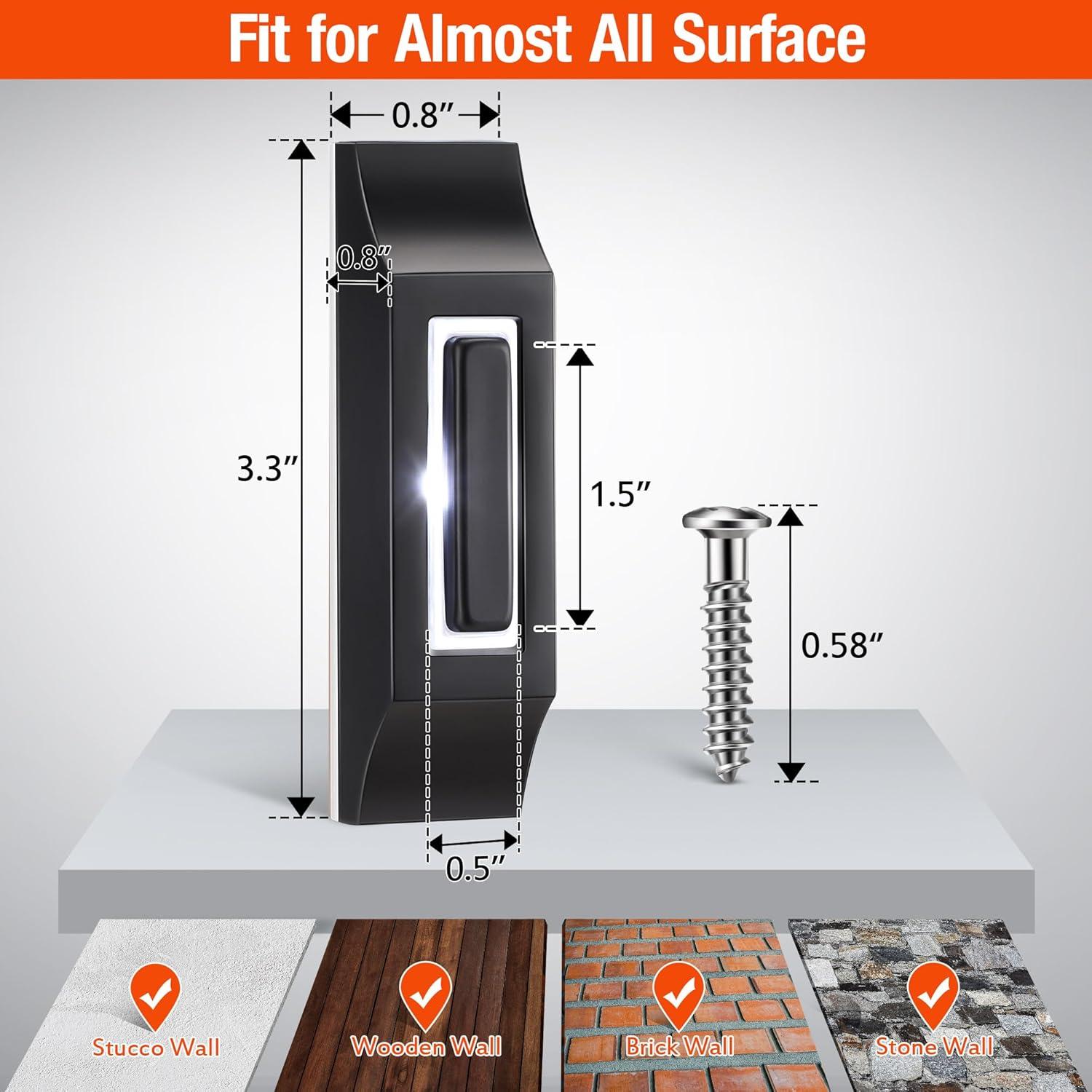 Botón de Timbre de Metal Enhon con Luz LED - Impermeable