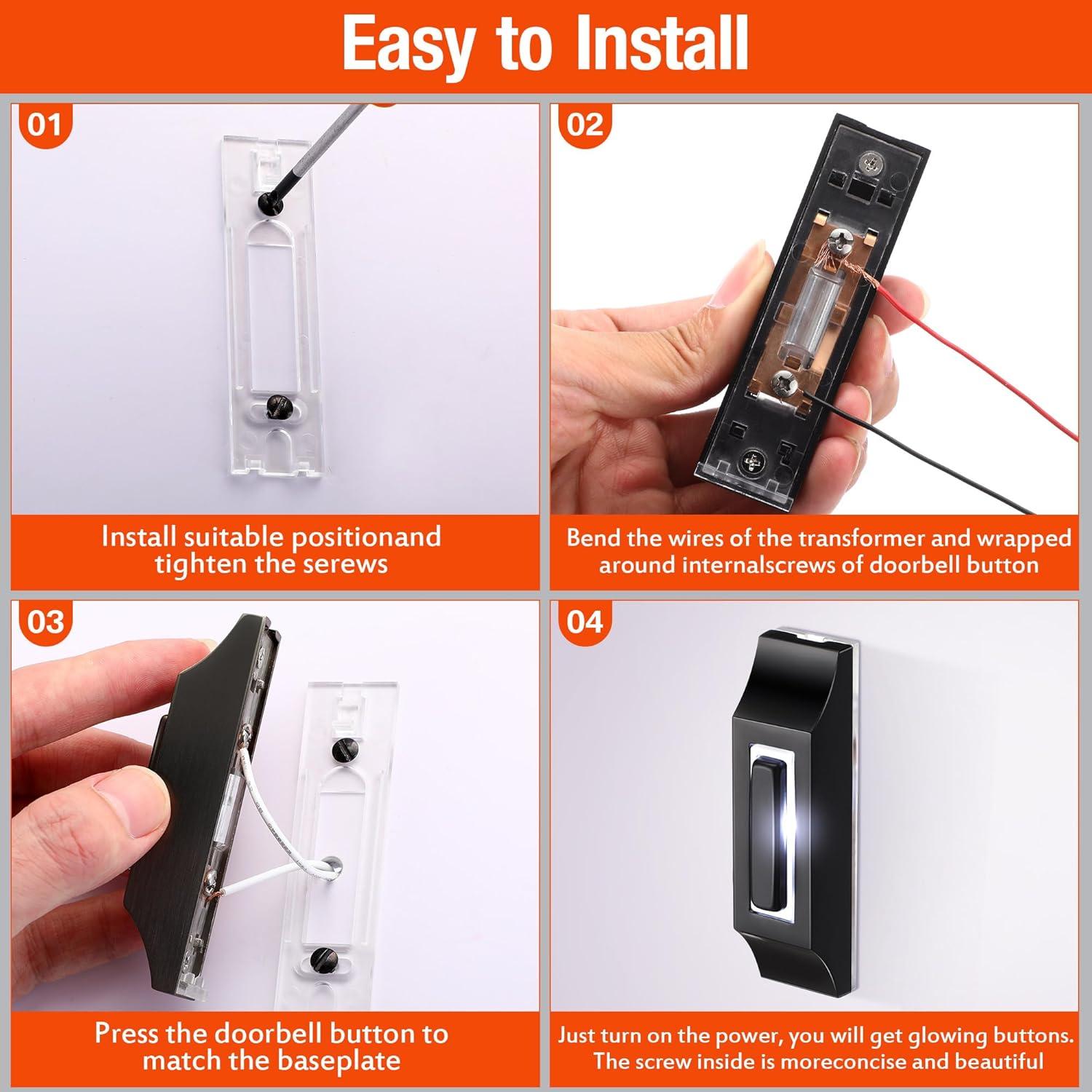 Botón de Timbre de Metal Enhon con Luz LED - Impermeable