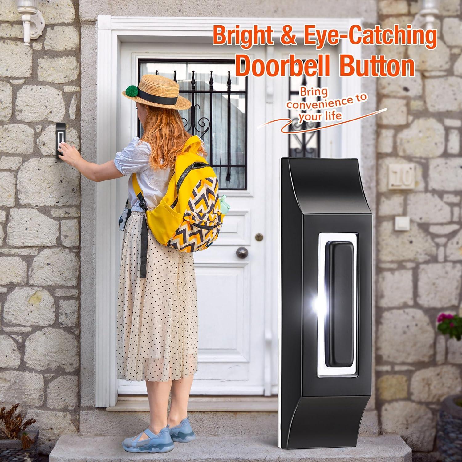 Botón de Timbre de Metal Enhon con Luz LED - Impermeable