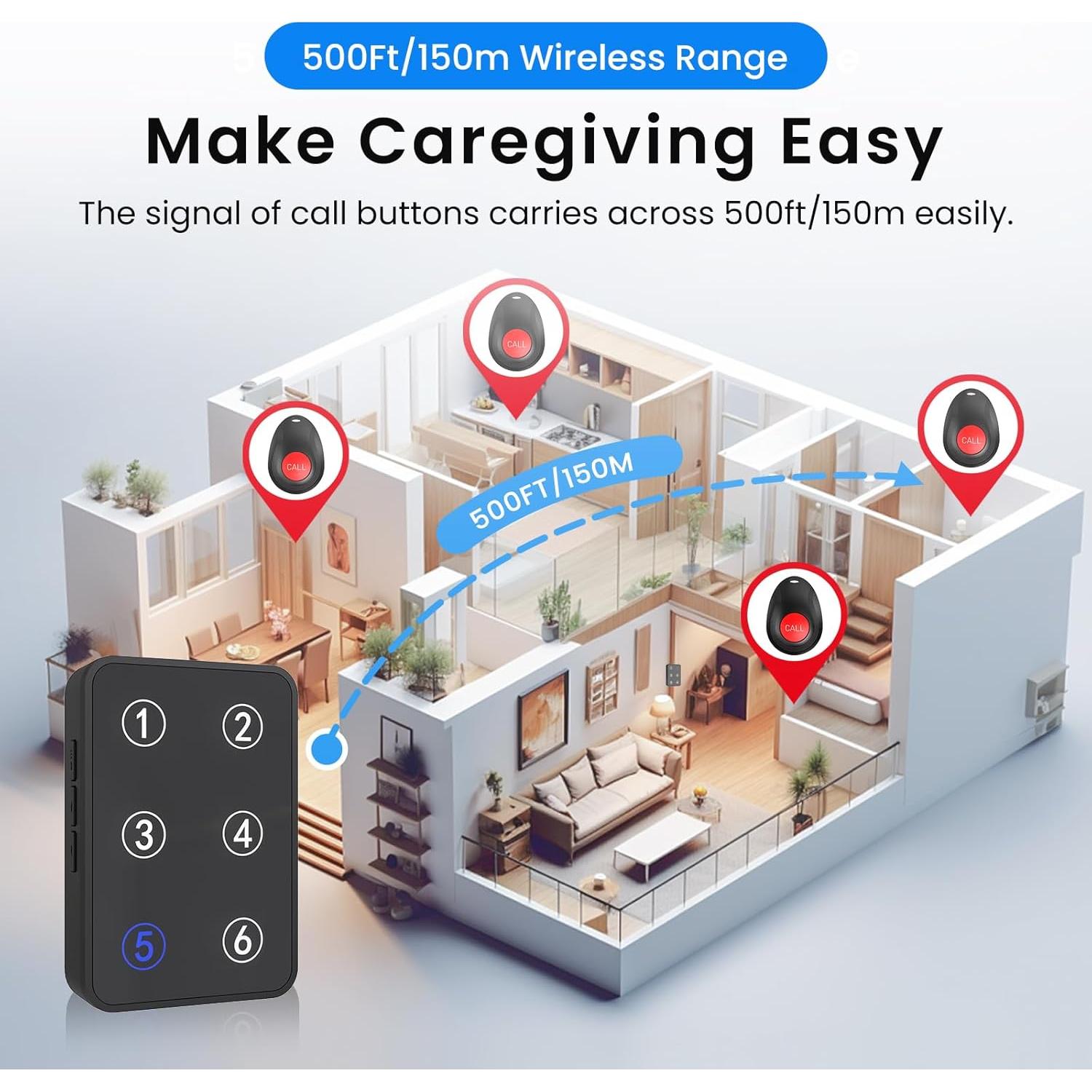 Sistema de Llamada Inalámbrico CallToU 6 Botones y Receptor