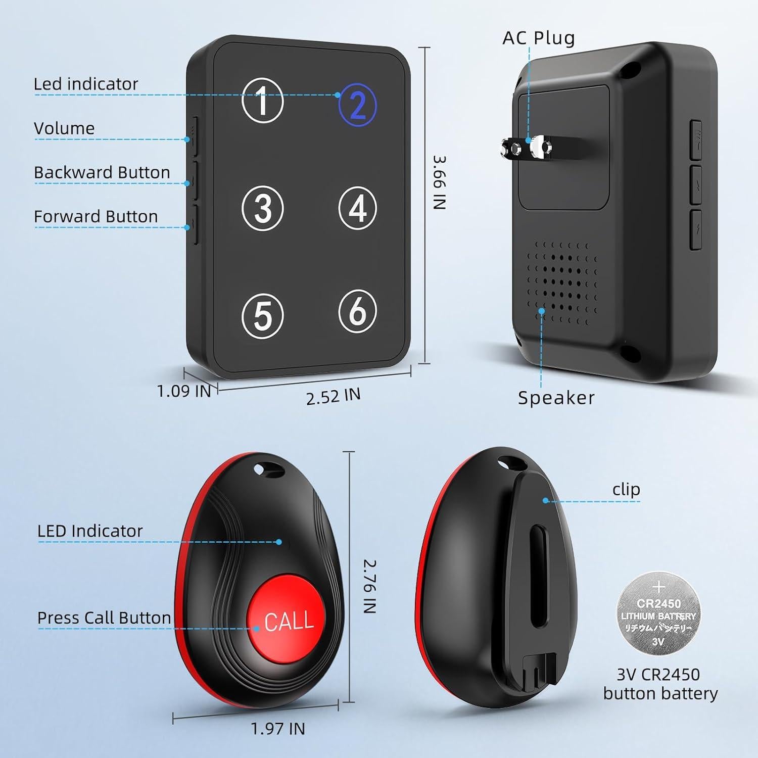 Sistema de Llamada Inalámbrico CallToU 6 Botones y Receptor