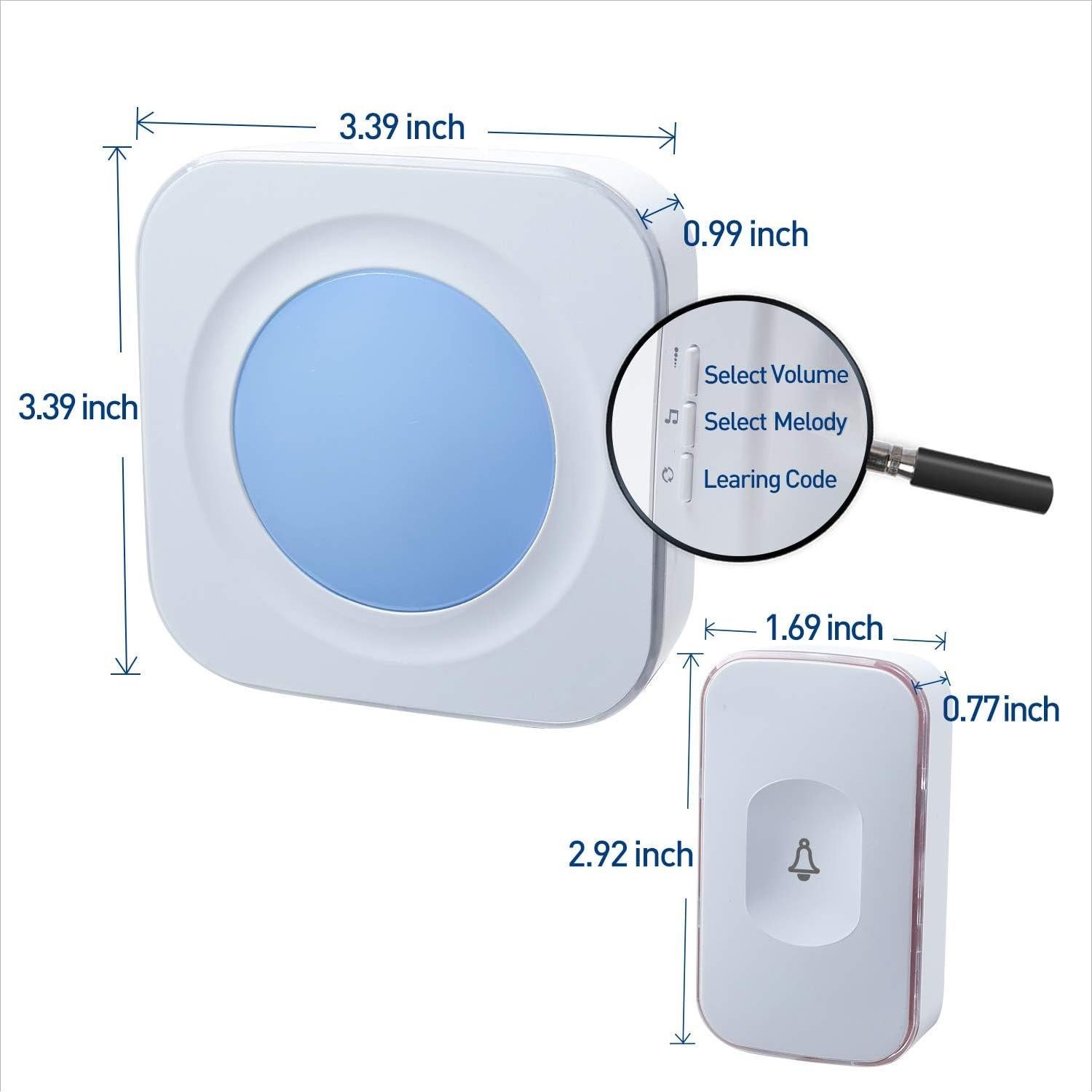Timbre Inalámbrico Jsieem 2 Botones 3 Receptores Luz LED