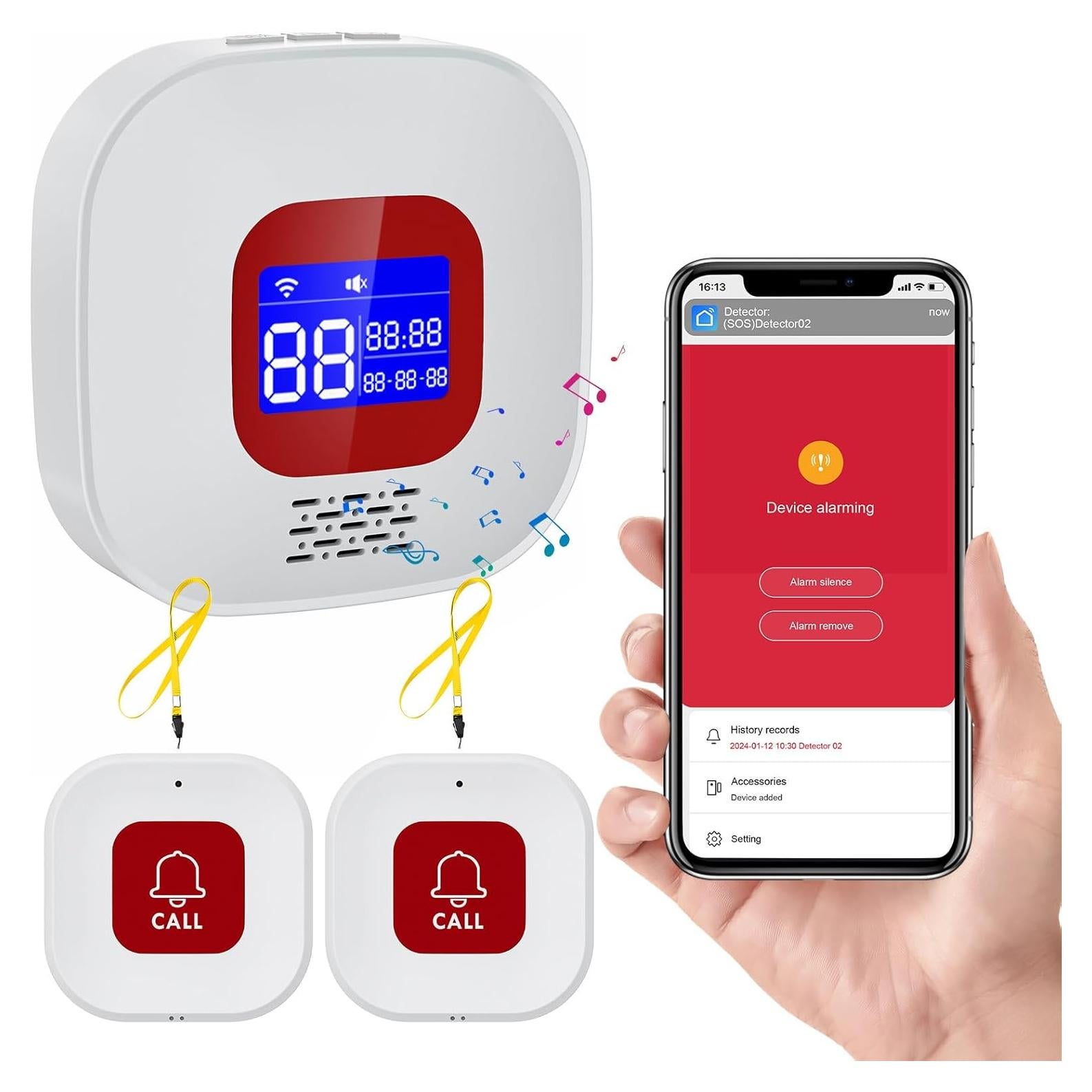 Pager Inalámbrico eMylo para Cuidadores con 2 Botones de Emergencia
