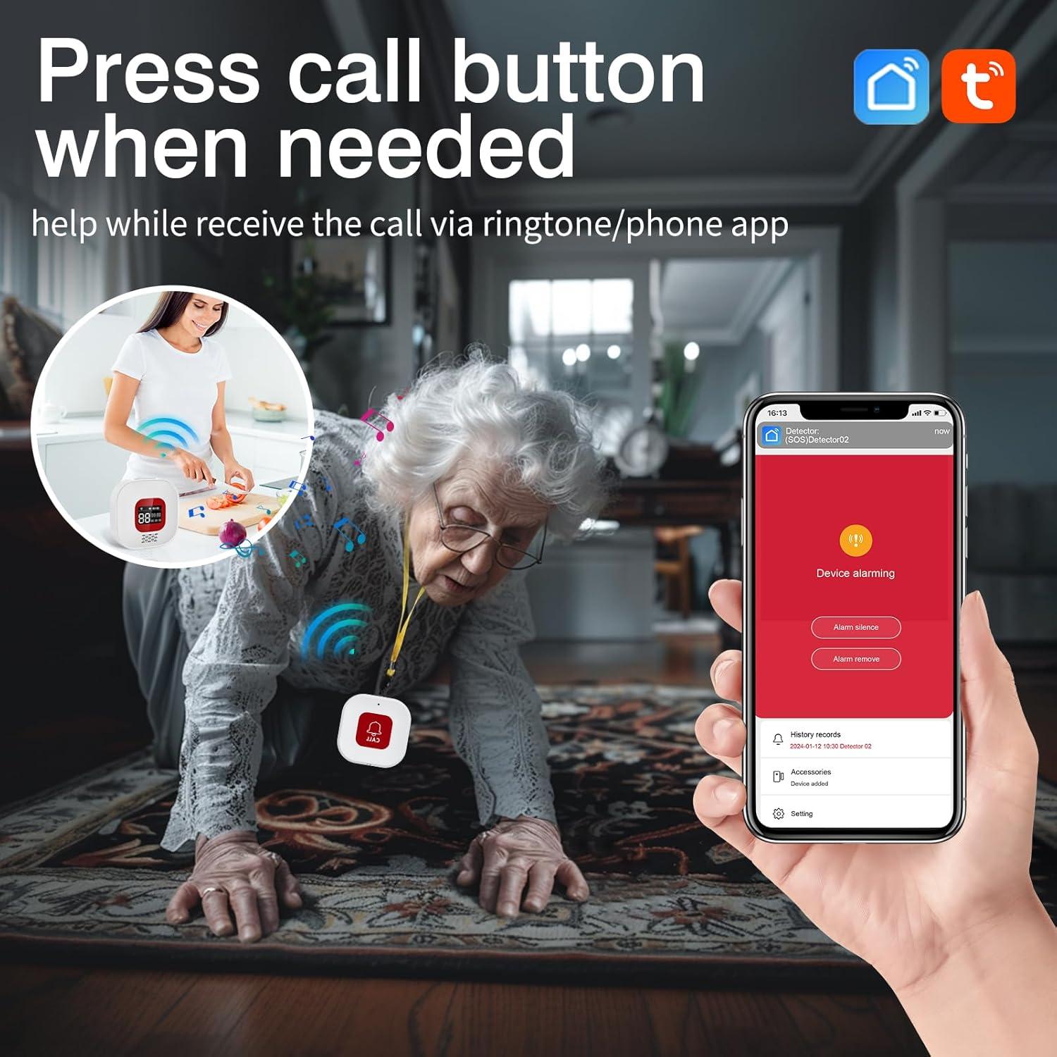 Pager Inalámbrico eMylo para Cuidadores con 2 Botones de Emergencia