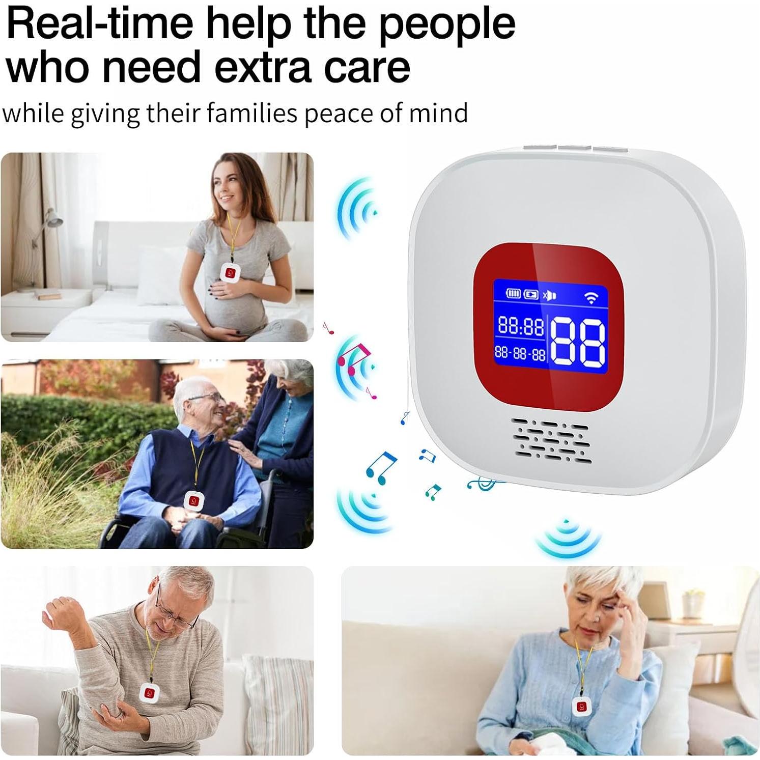 Pager Inalámbrico eMylo para Cuidadores con 2 Botones de Emergencia