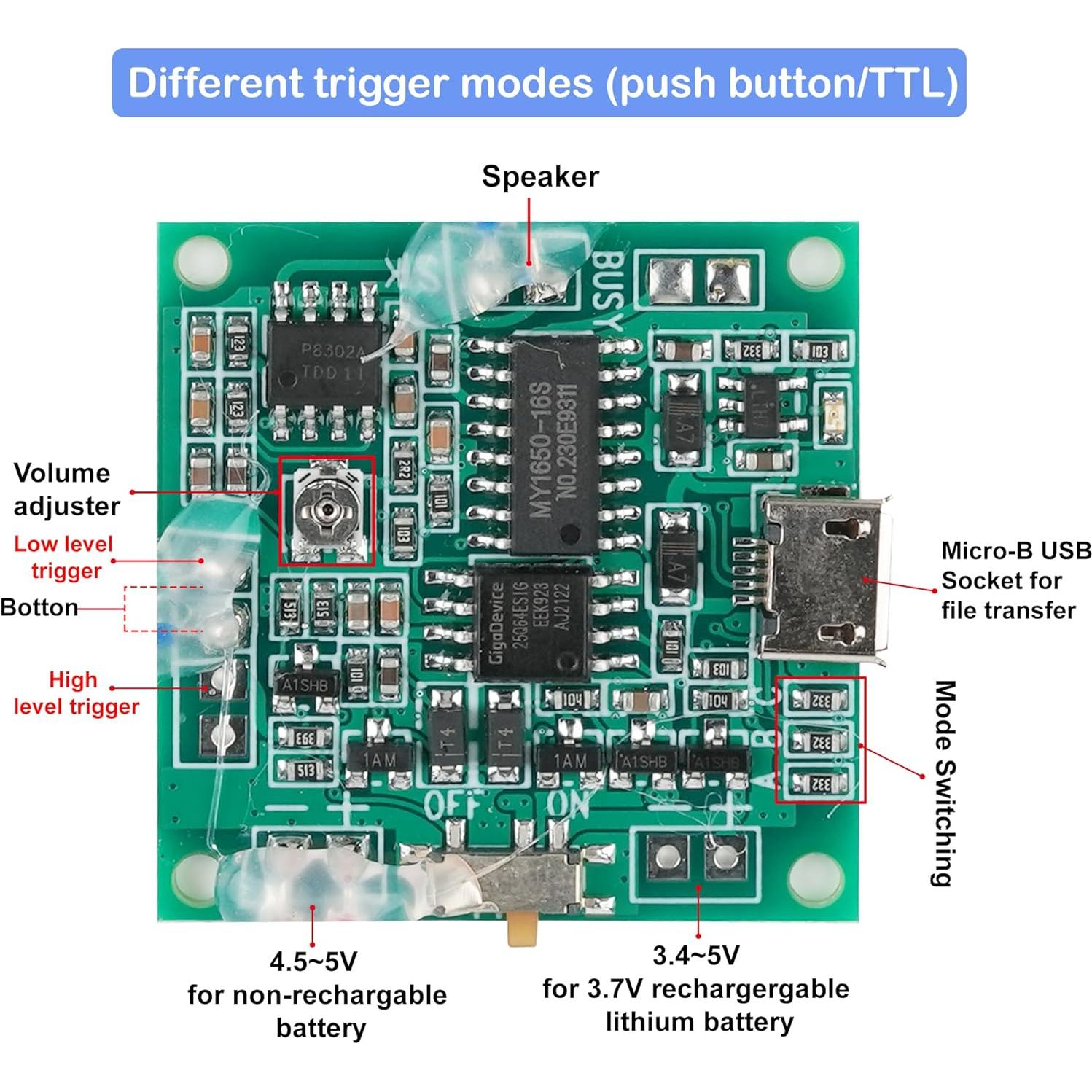 Módulo de Sonido Grabable 8MB Geekstory con Altavoz y Botón